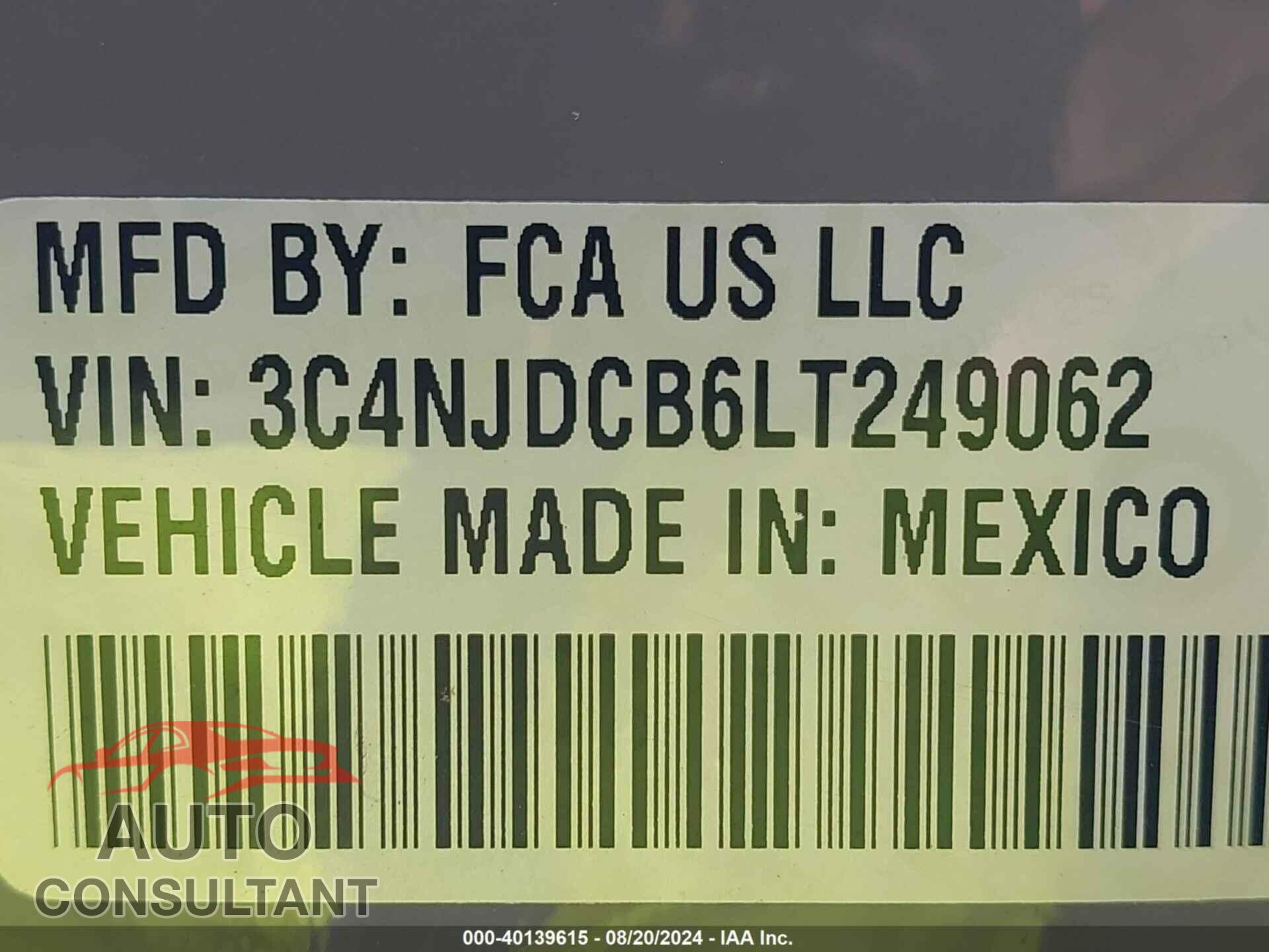 JEEP COMPASS 2020 - 3C4NJDCB6LT249062