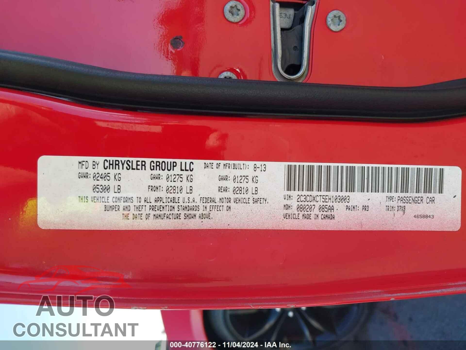 DODGE CHARGER 2014 - 2C3CDXCT5EH103003