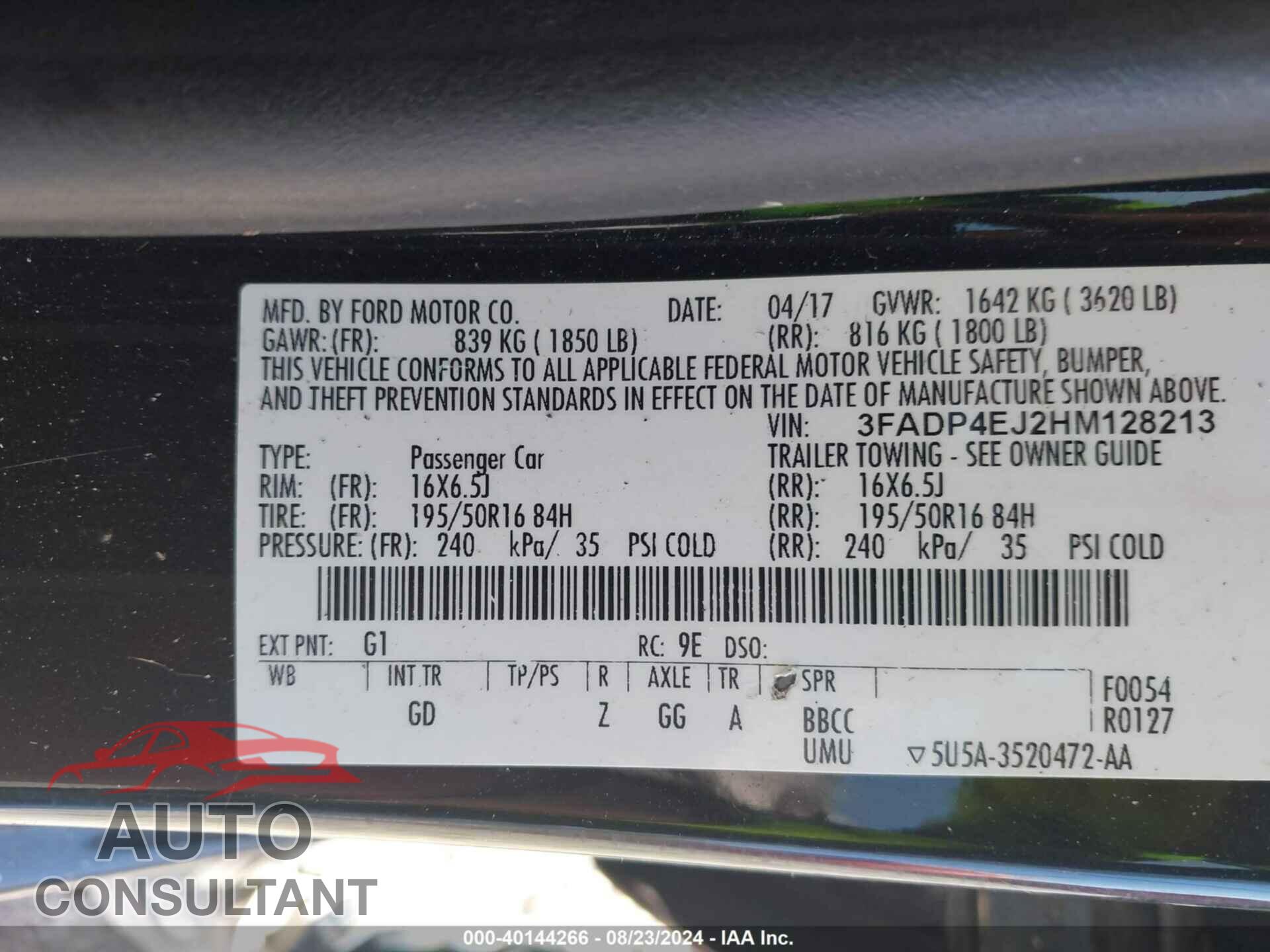 FORD FIESTA 2017 - 3FADP4EJ2HM128213