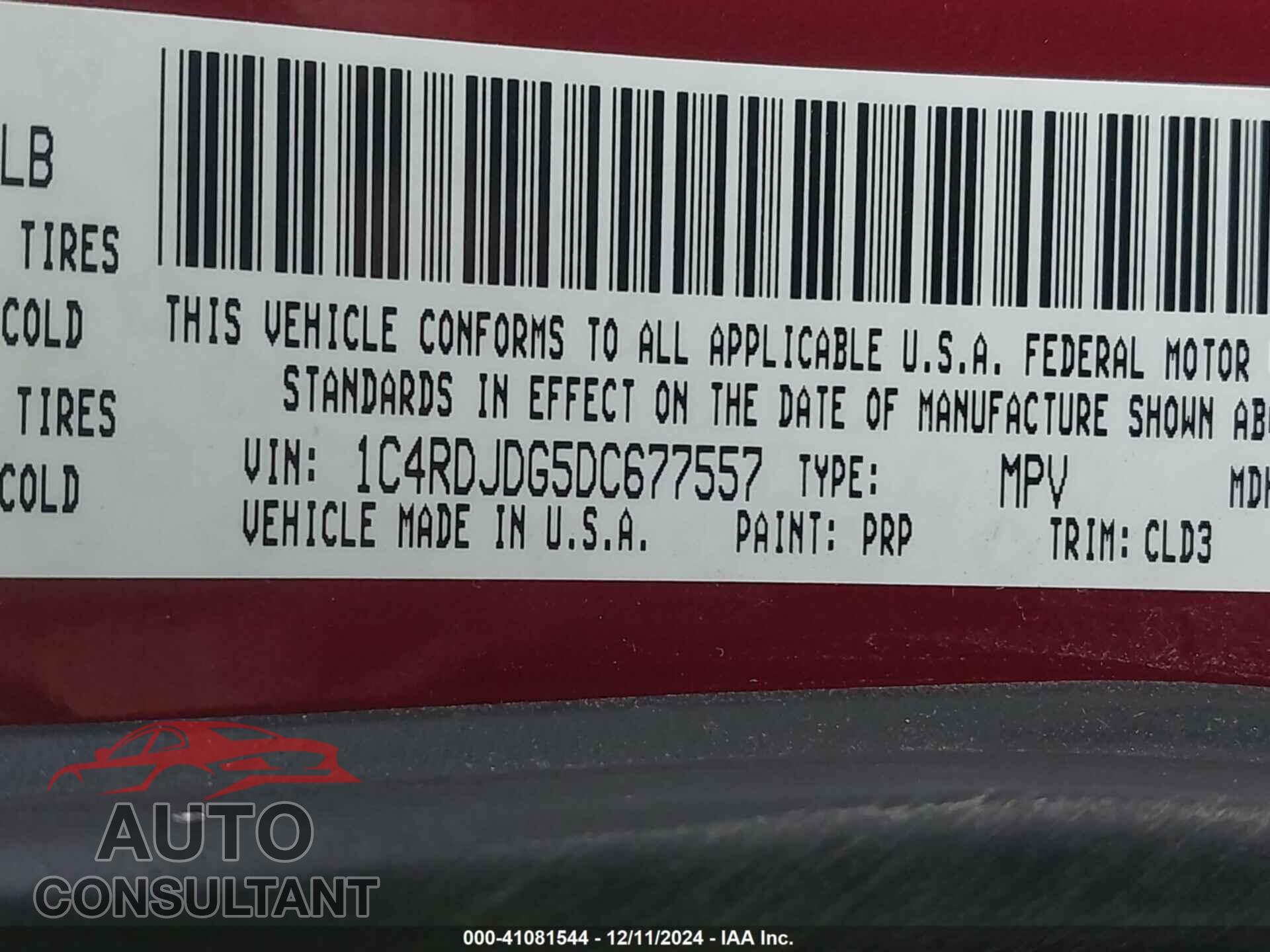 DODGE DURANGO 2013 - 1C4RDJDG5DC677557