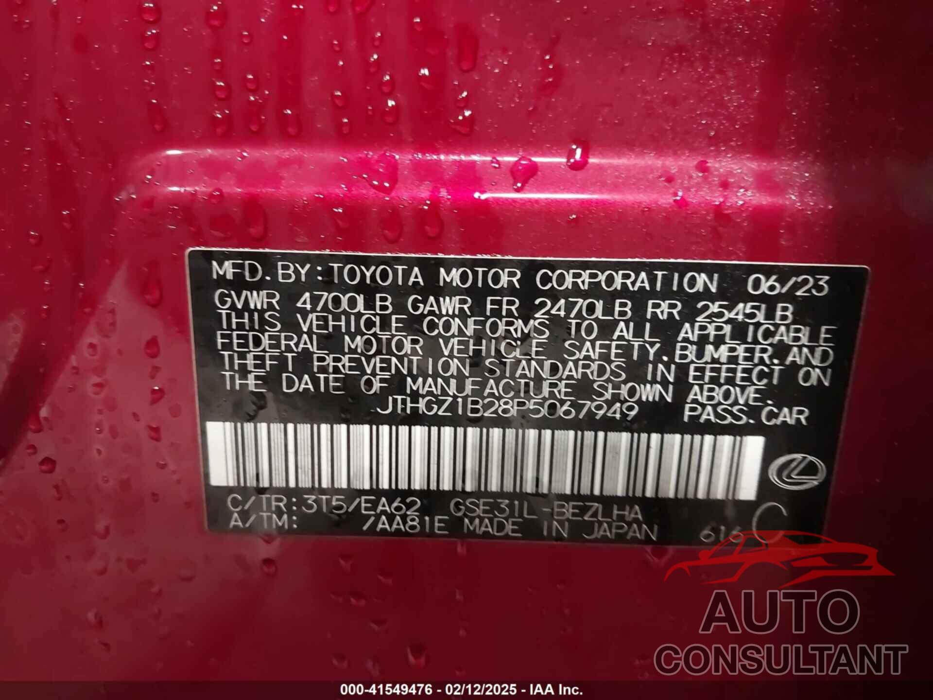 LEXUS IS 350 2023 - JTHGZ1B28P5067949