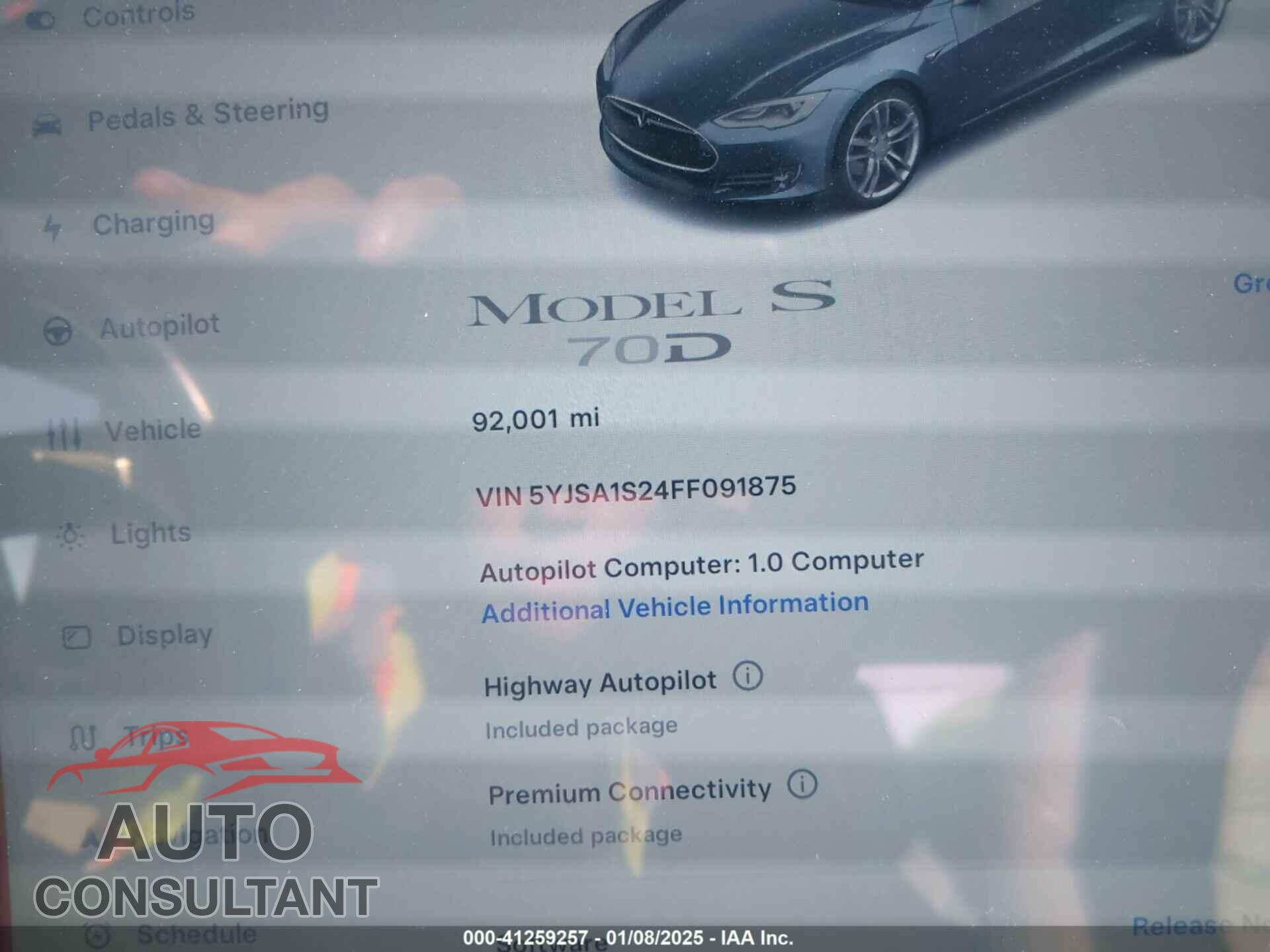 TESLA MODEL S 2015 - 5YJSA1S24FF091875