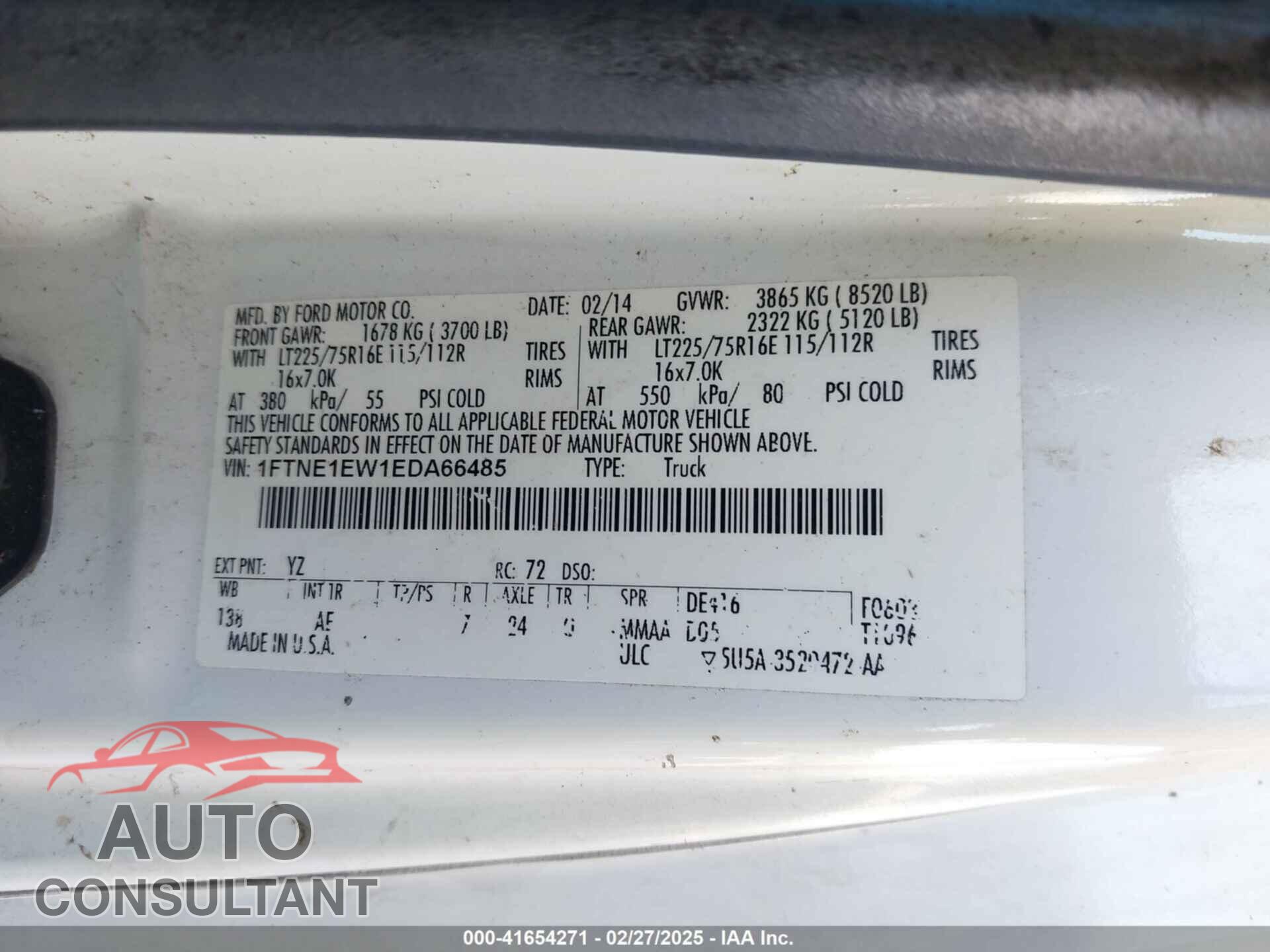 FORD E-150 2014 - 1FTNE1EW1EDA66485