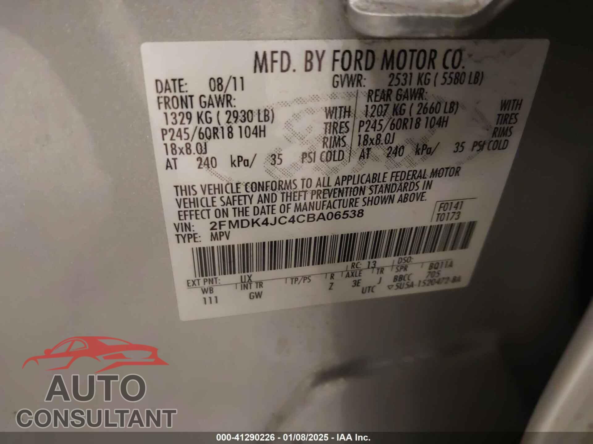 FORD EDGE 2012 - 2FMDK4JC4CBA06538