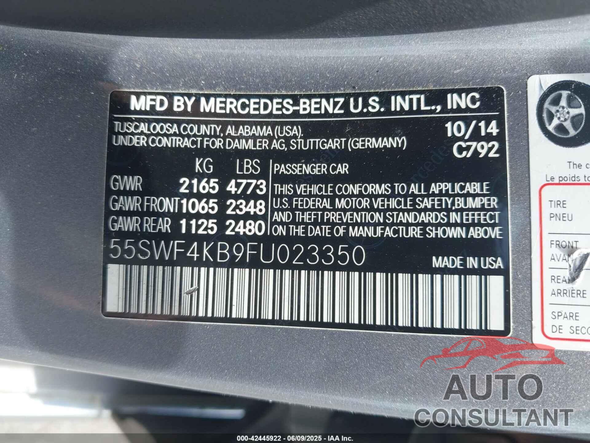 MERCEDES-BENZ C 300 2015 - 55SWF4KB9FU023350