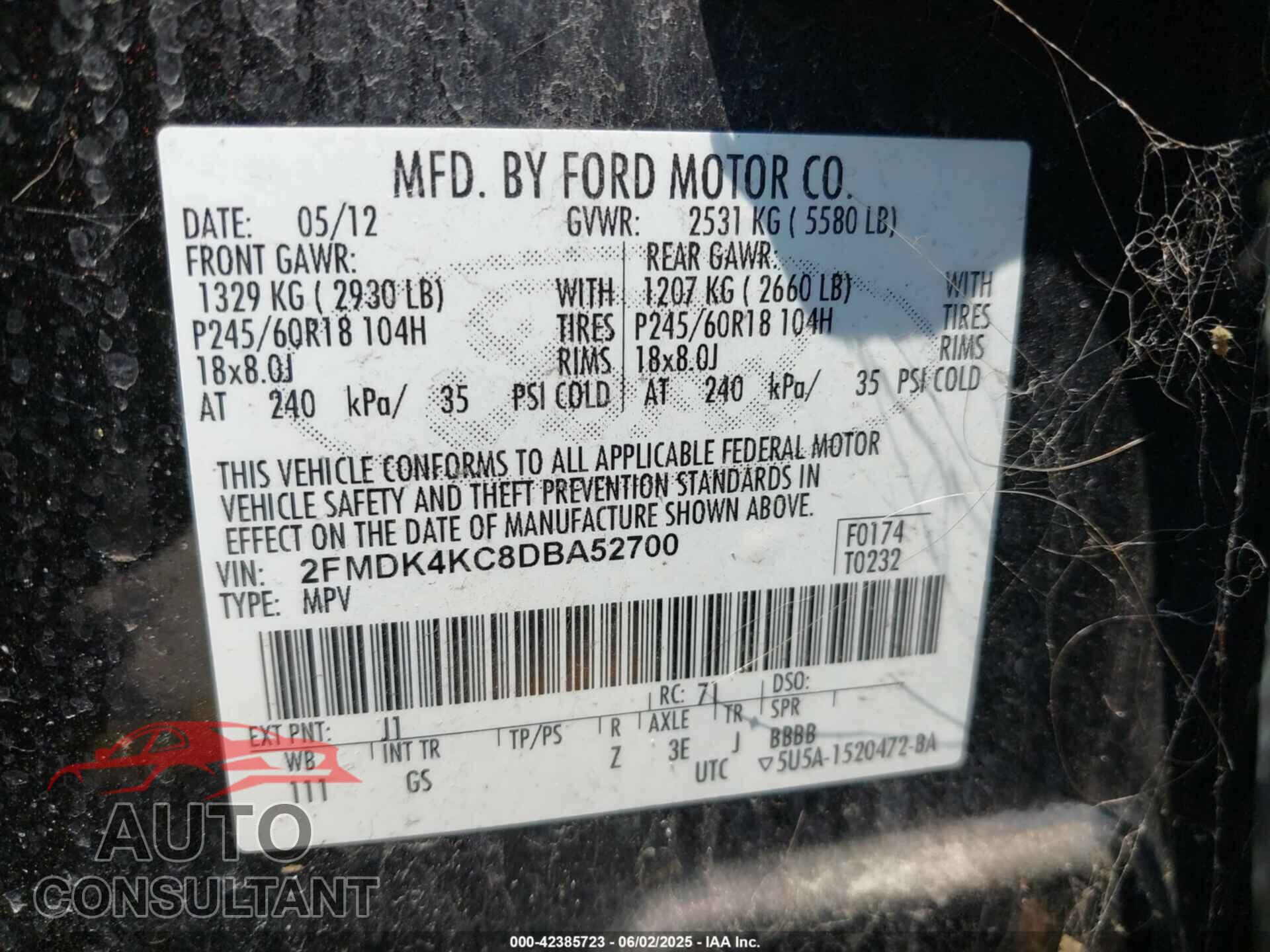 FORD EDGE 2013 - 2FMDK4KC8DBA52700