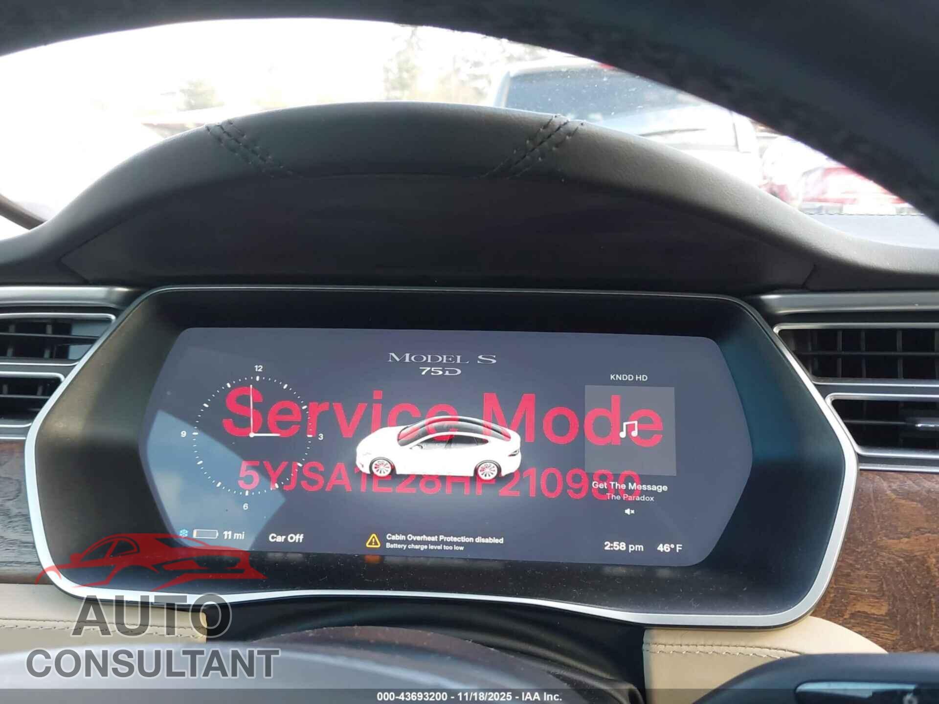 TESLA MODEL S 2017 - 5YJSA1E28HF210980