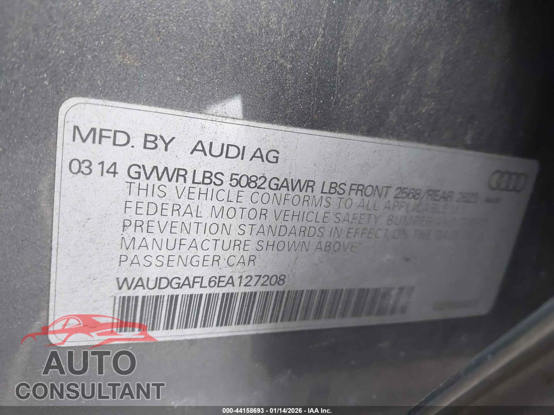 AUDI S4 2014 - WAUDGAFL6EA127208