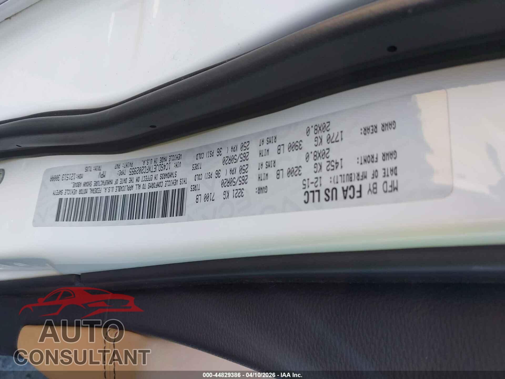 DODGE DURANGO 2015 - 1C4SDJETXFC202955