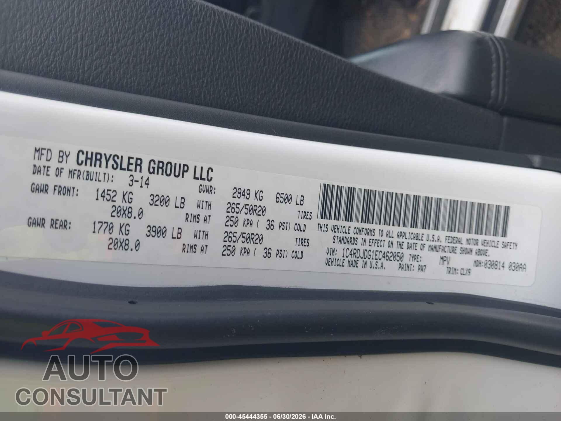 DODGE DURANGO 2014 - 1C4RDJDG1EC462050