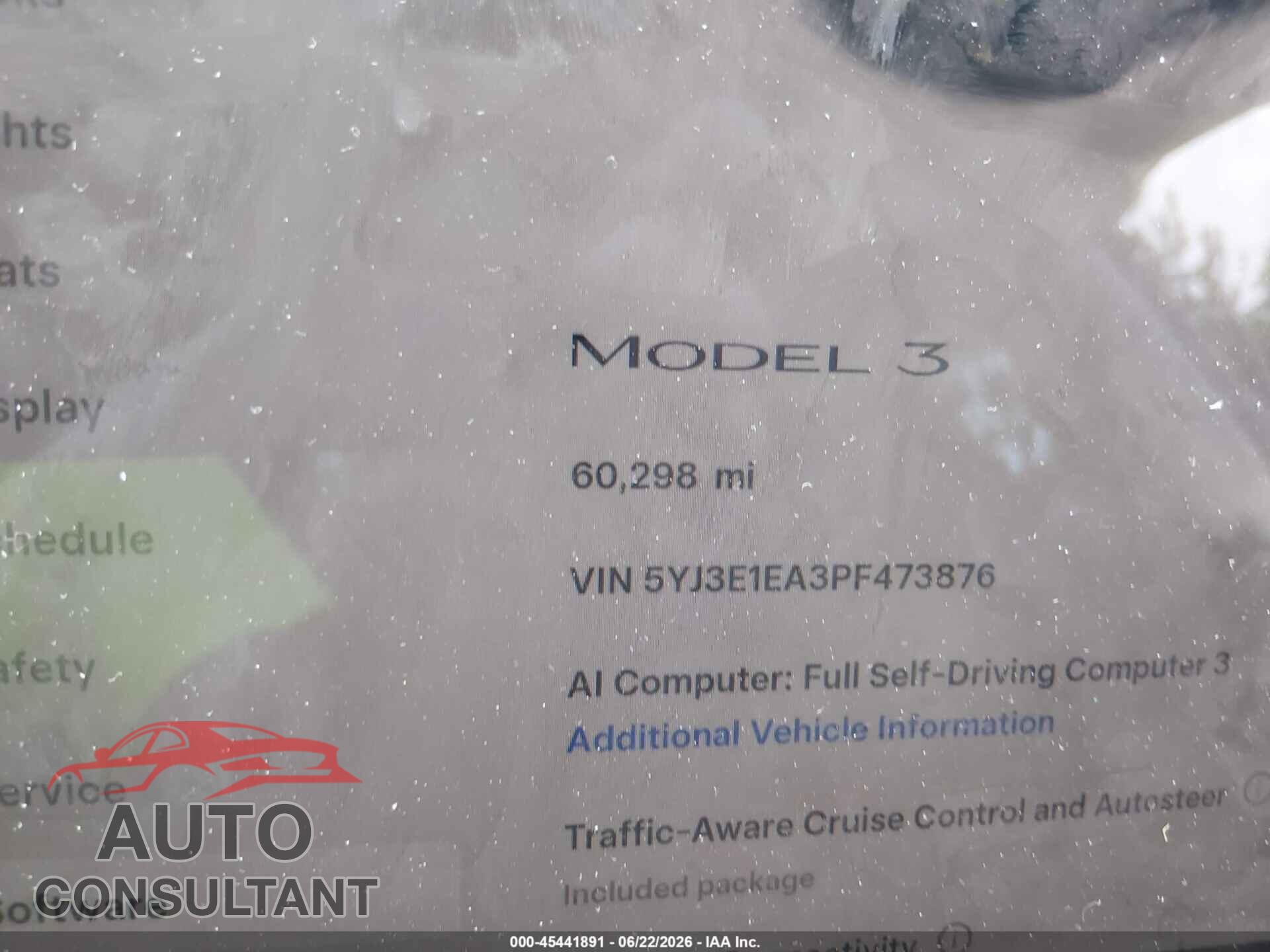 TESLA MODEL 3 2023 - 5YJ3E1EA3PF473876