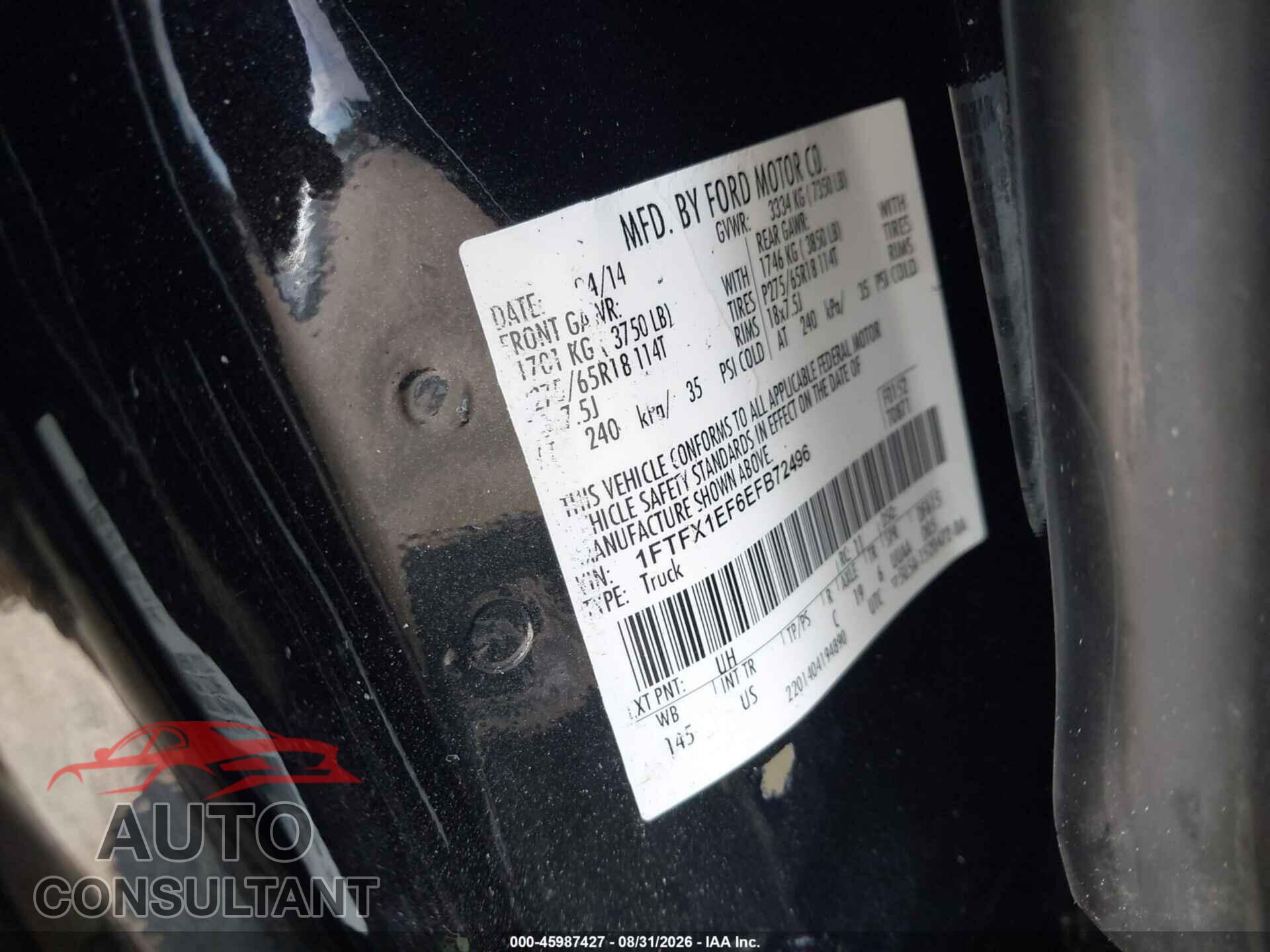FORD F-150 2014 - 1FTFX1EF6EFB72496