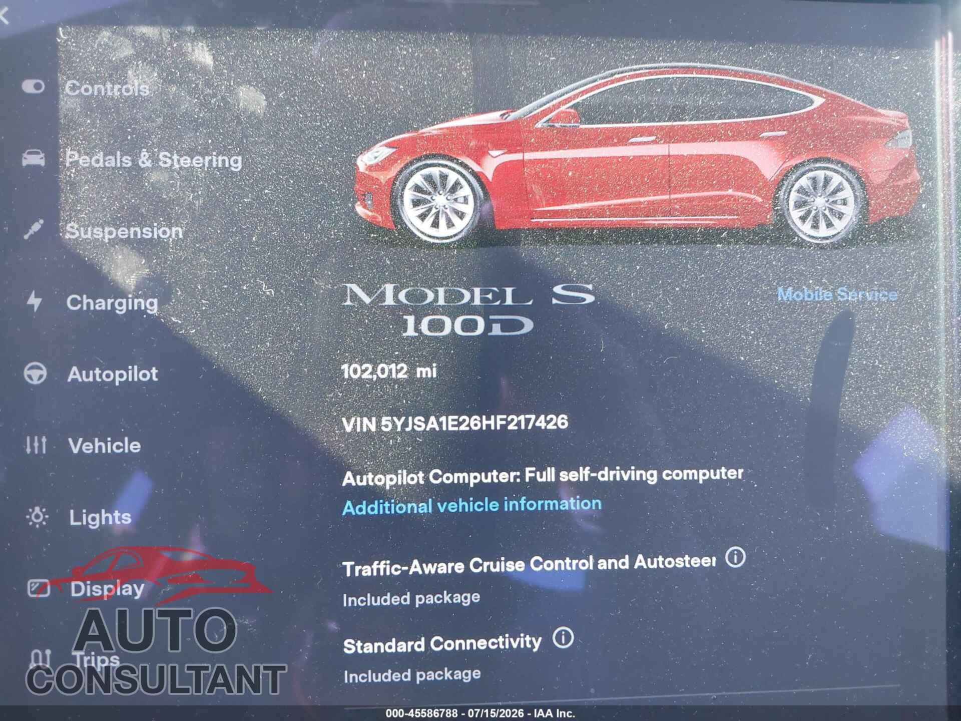 TESLA MODEL S 2017 - 5YJSA1E26HF217426