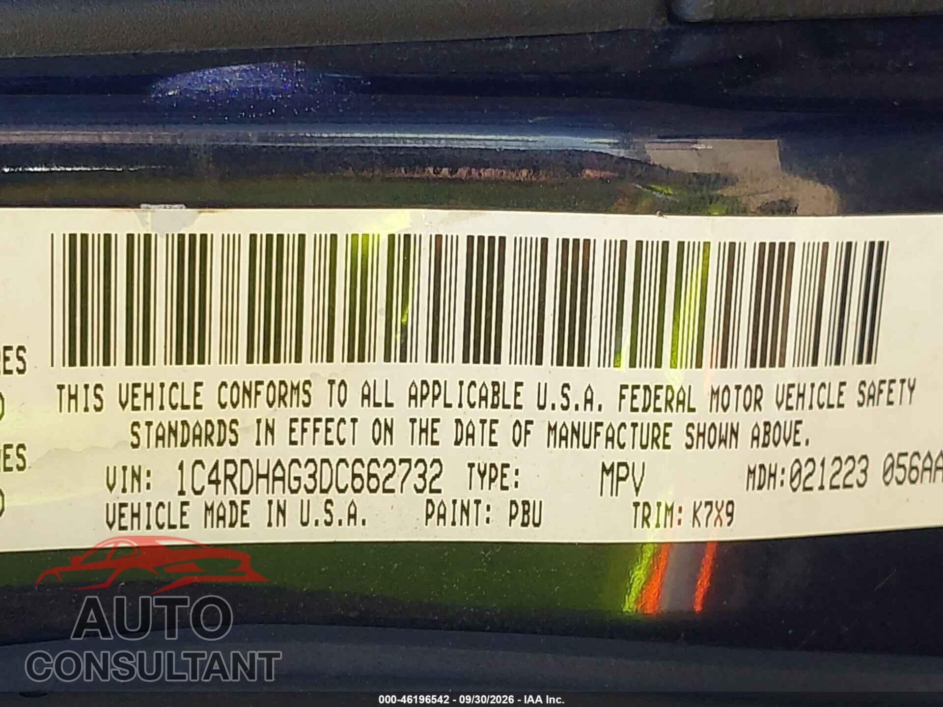 DODGE DURANGO 2013 - 1C4RDHAG3DC662732