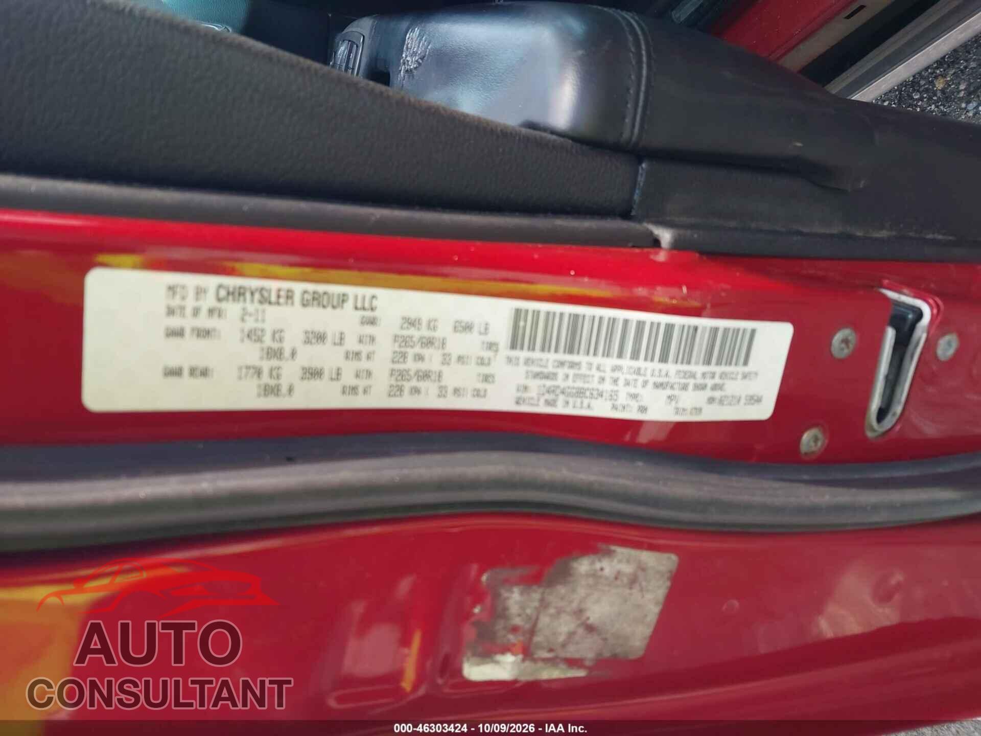 DODGE DURANGO 2011 - 1D4RD4GG8BC634165