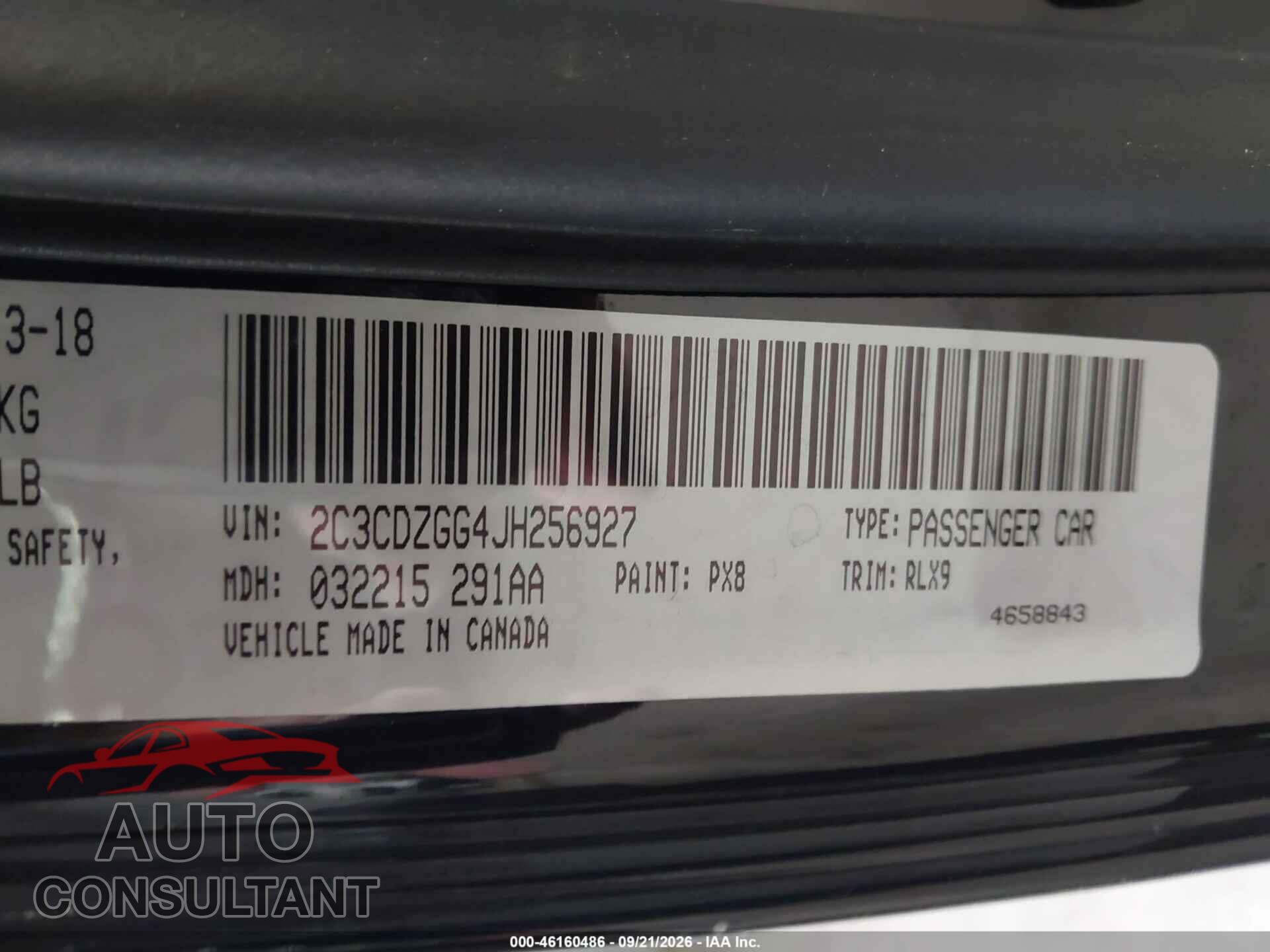 DODGE CHALLENGER 2018 - 2C3CDZGG4JH256927