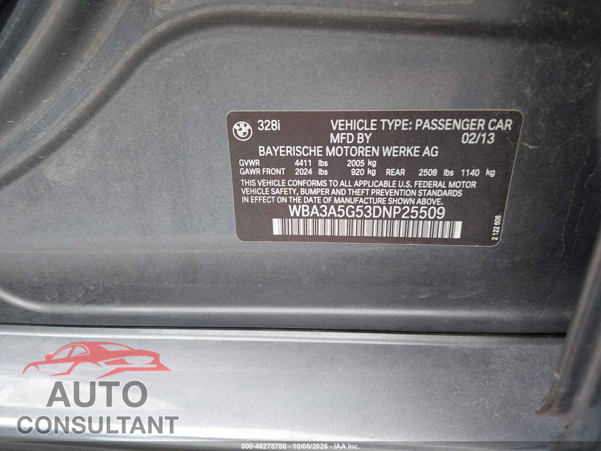 BMW 328I 2013 - WBA3A5G53DNP25509