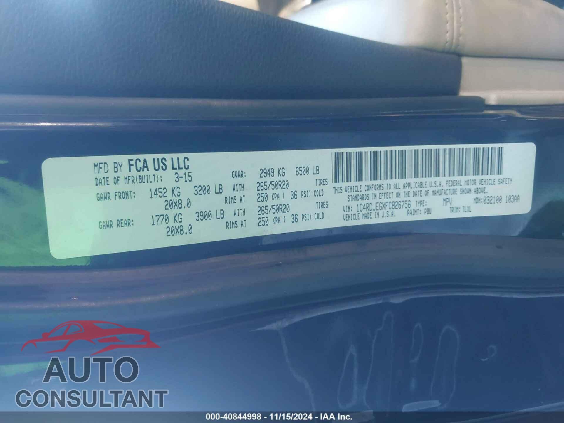 DODGE JOURNEY 2015 - 3C4PDCAB3FT587861