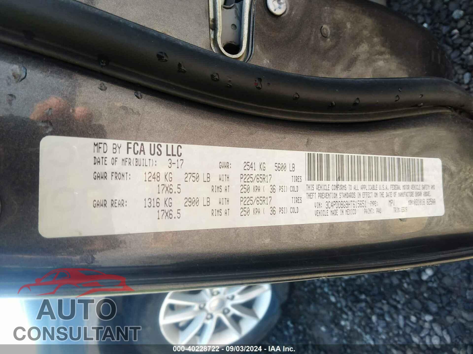 DODGE JOURNEY 2017 - 3C4PDDBG9HT615651
