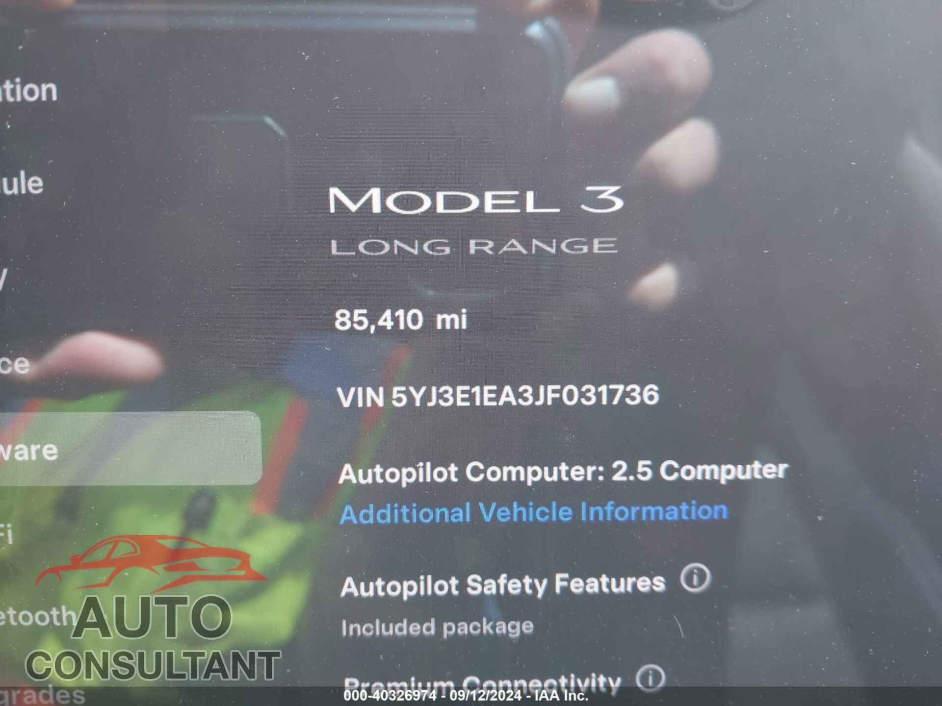 TESLA MODEL 3 2018 - 5YJ3E1EA3JF031736