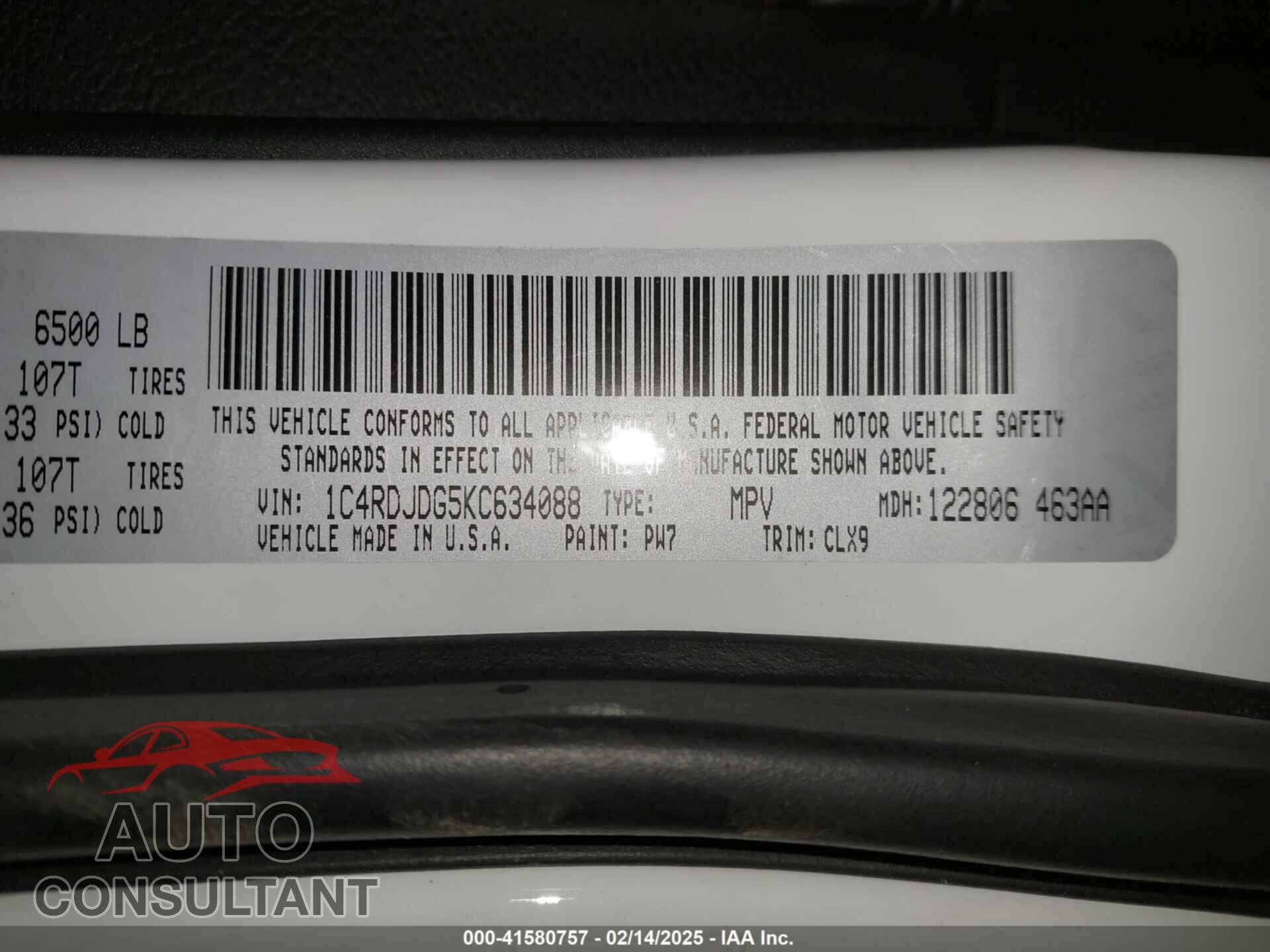 DODGE DURANGO 2019 - 1C4RDJDG5KC634088