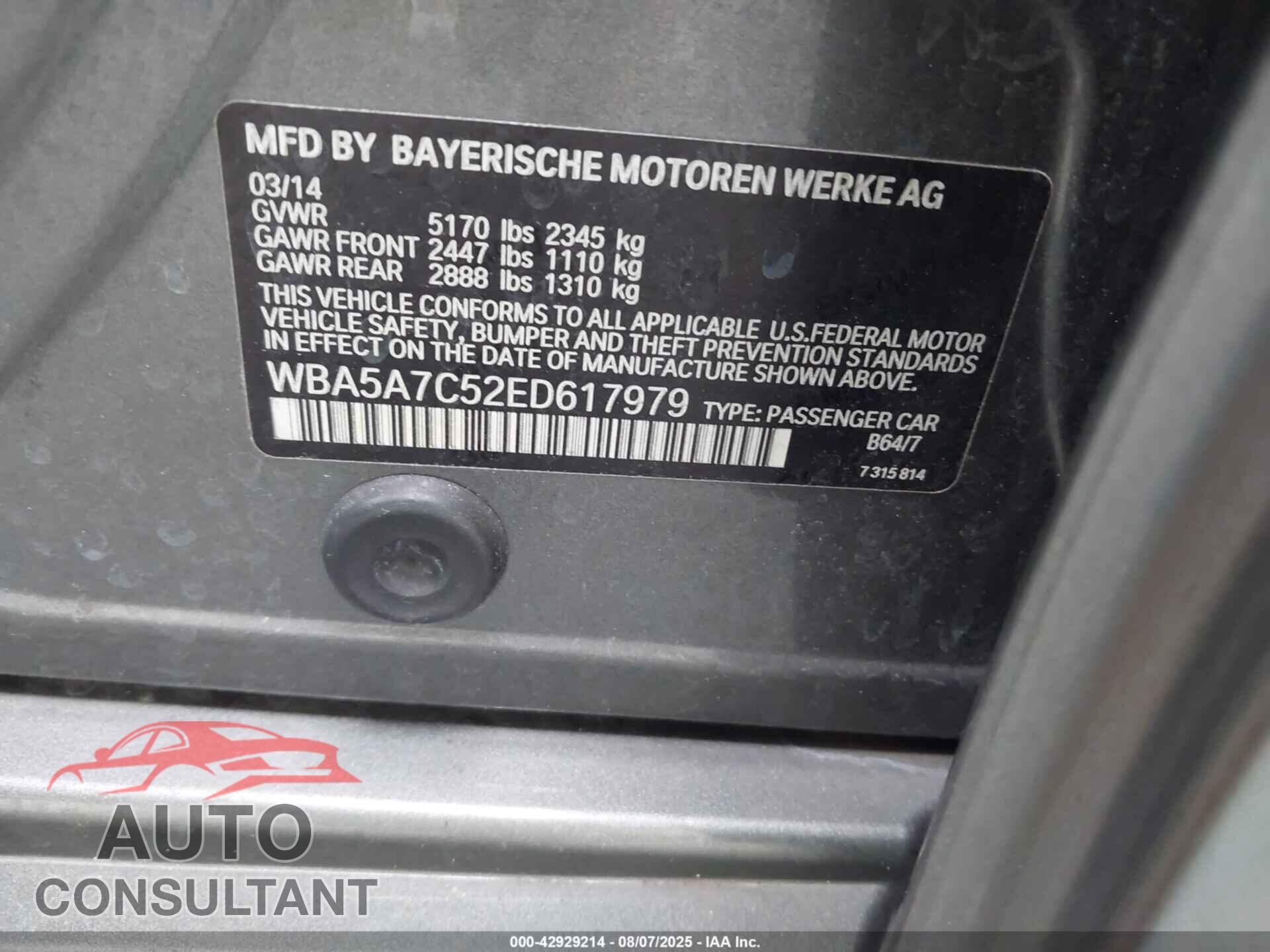 BMW 528I 2014 - WBA5A7C52ED617979