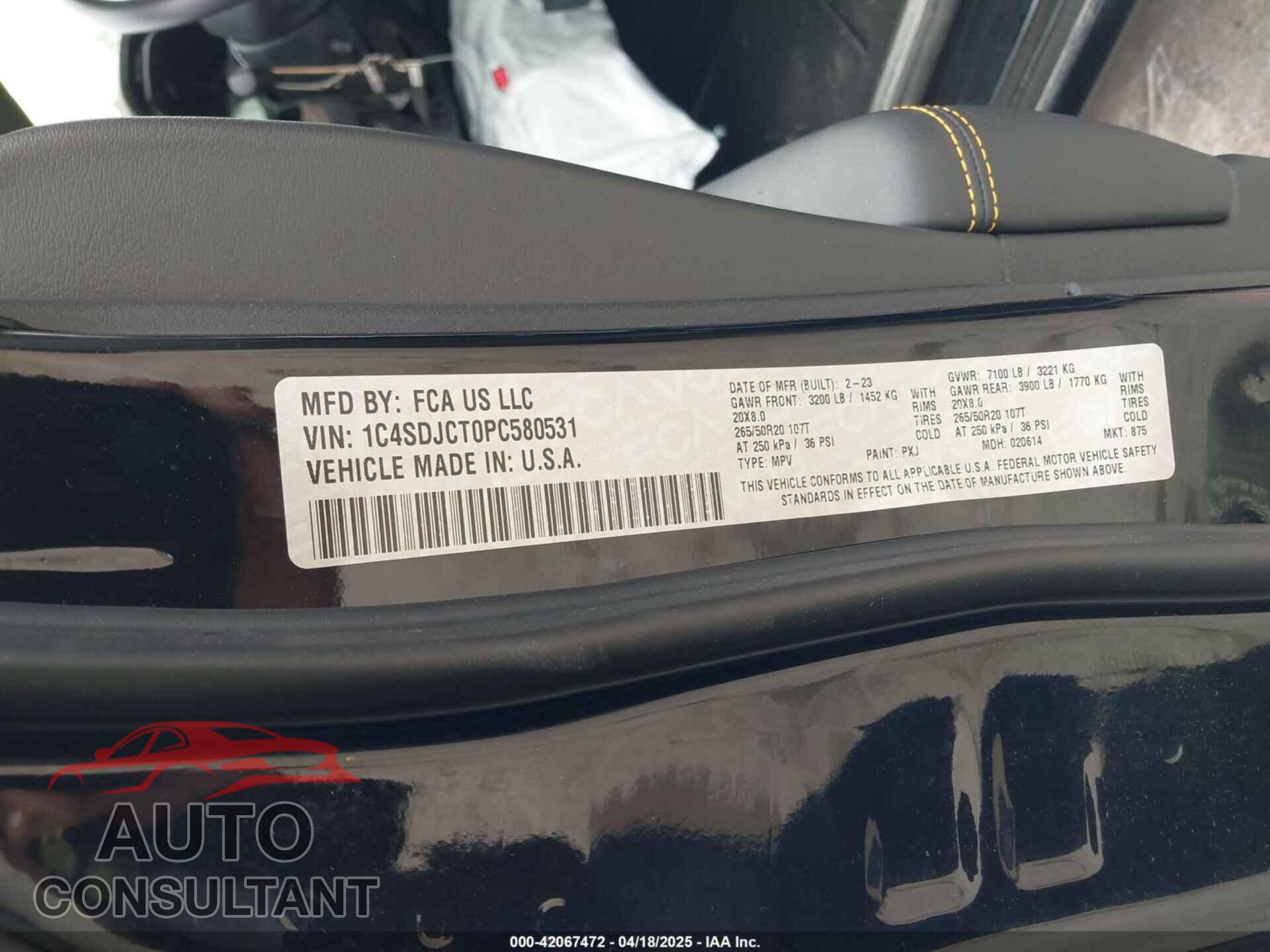DODGE DURANGO 2023 - 1C4SDJCT0PC580531