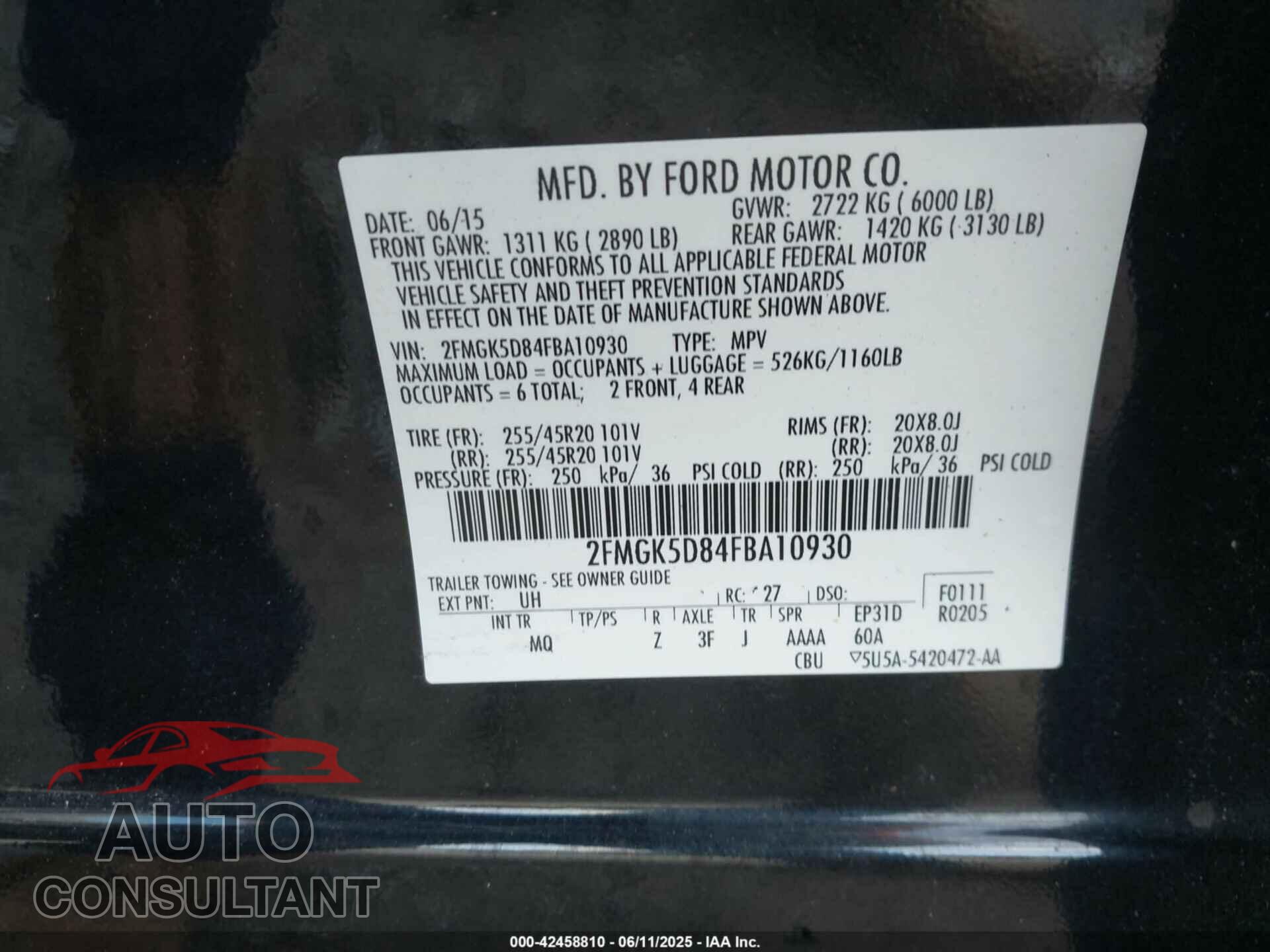 FORD FLEX 2015 - 2FMGK5D84FBA10930