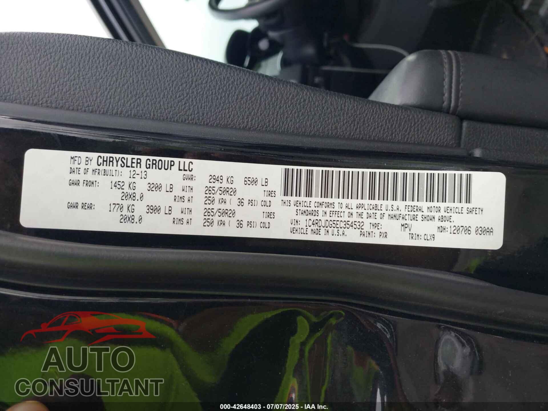 DODGE DURANGO 2014 - 1C4RDJDG5EC354532