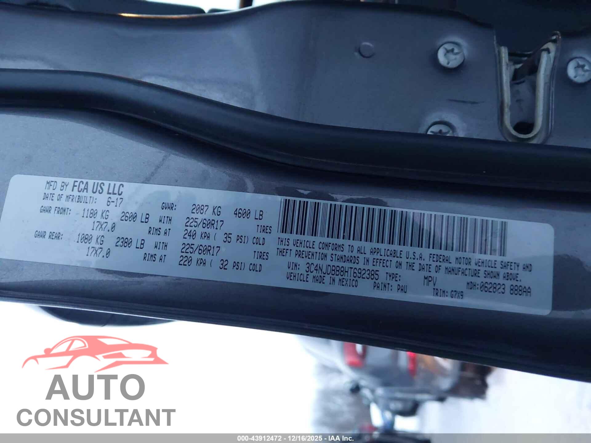 JEEP NEW COMPASS 2017 - 3C4NJDBB8HT692385