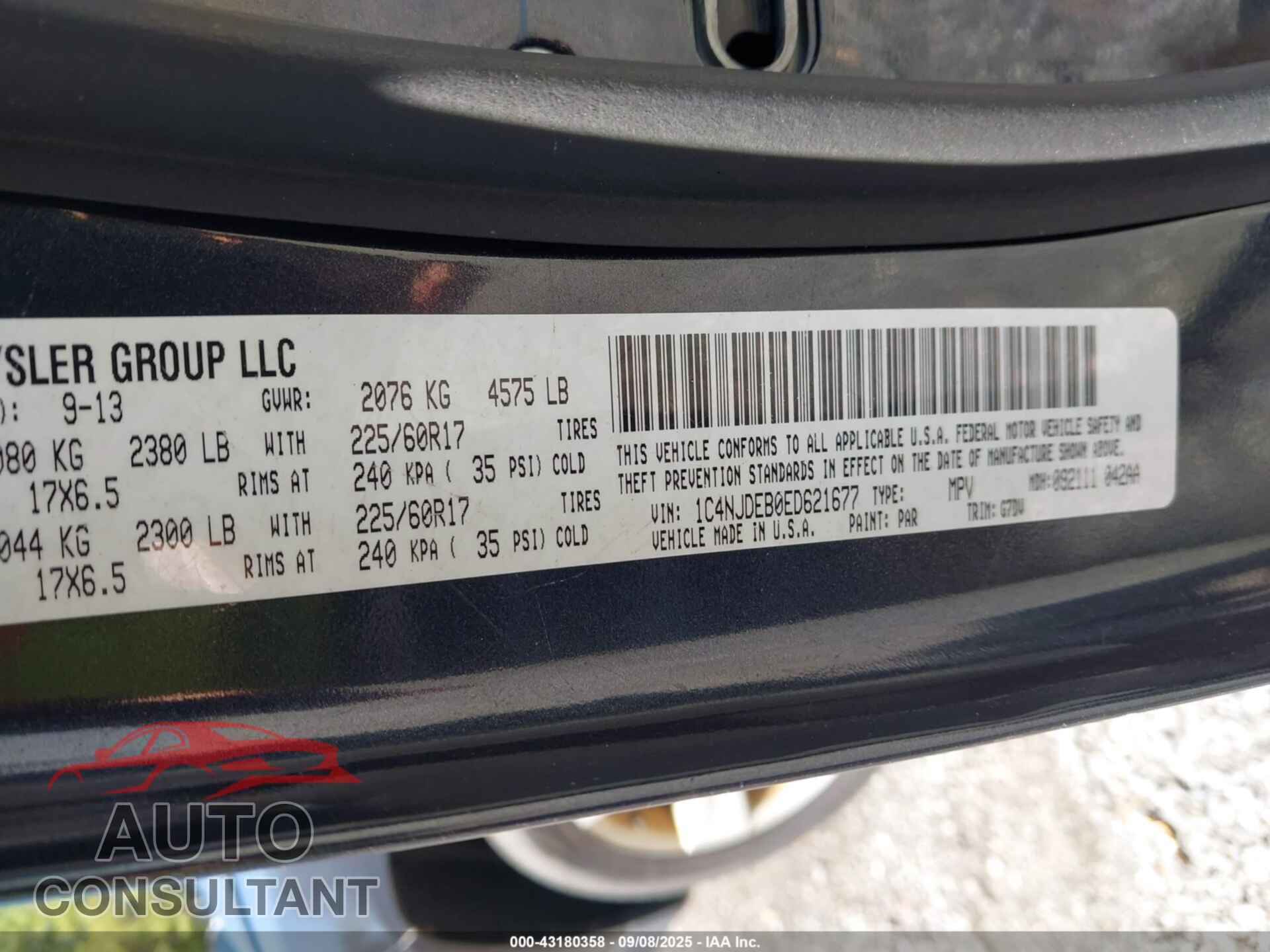 JEEP COMPASS 2014 - 1C4NJDEB0ED621677