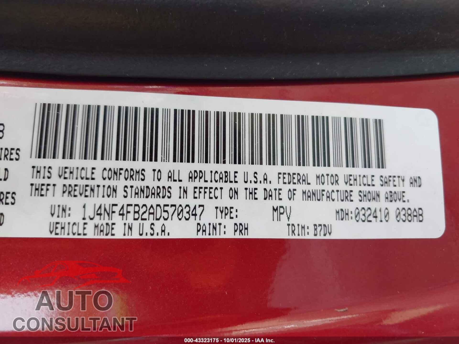 JEEP COMPASS 2010 - 1J4NF4FB2AD570347