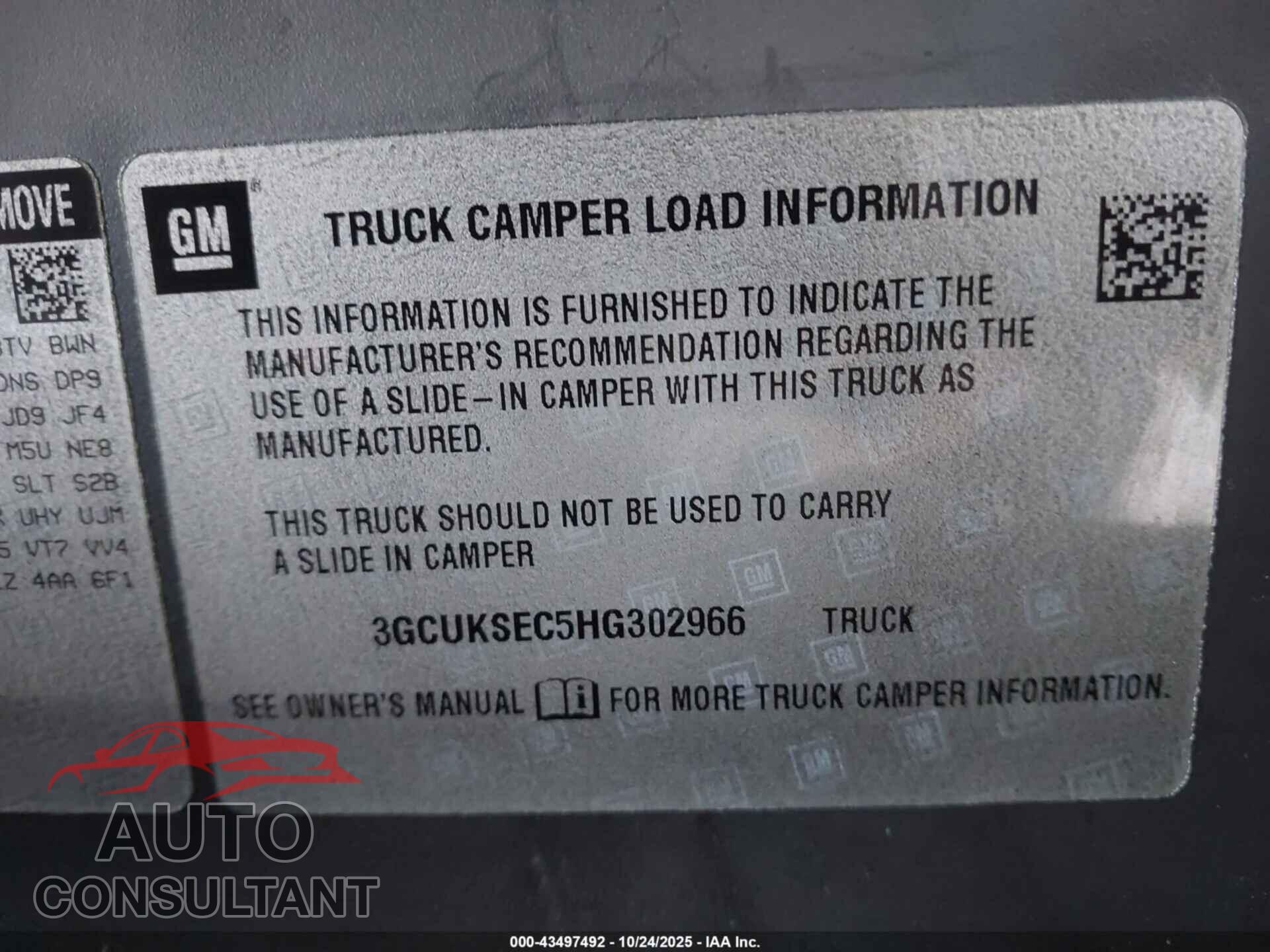 CHEVROLET SILVERADO 1500 2017 - 3GCUKSEC5HG302966