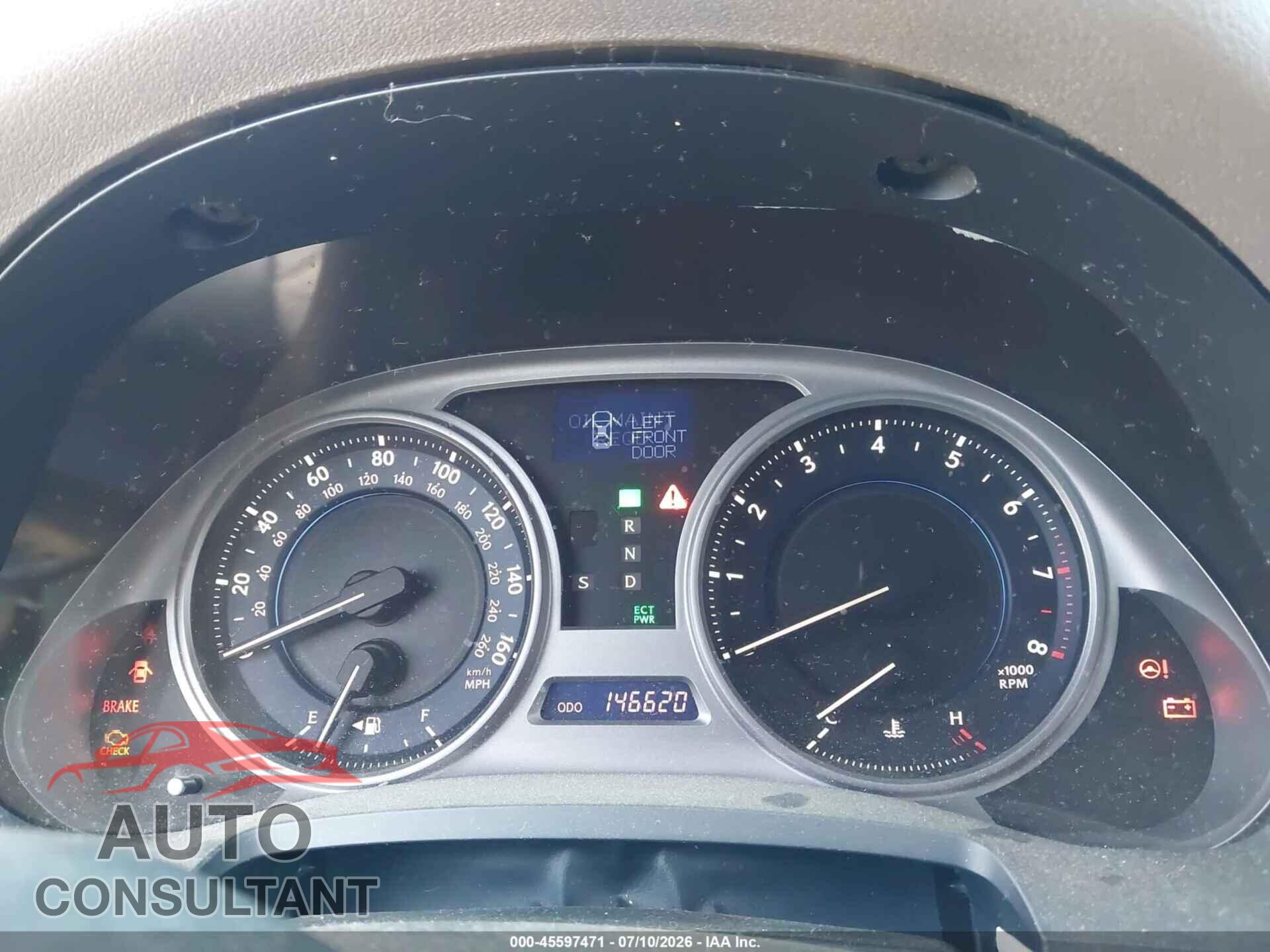 LEXUS IS 250 2010 - JTHBF5C20A5110423