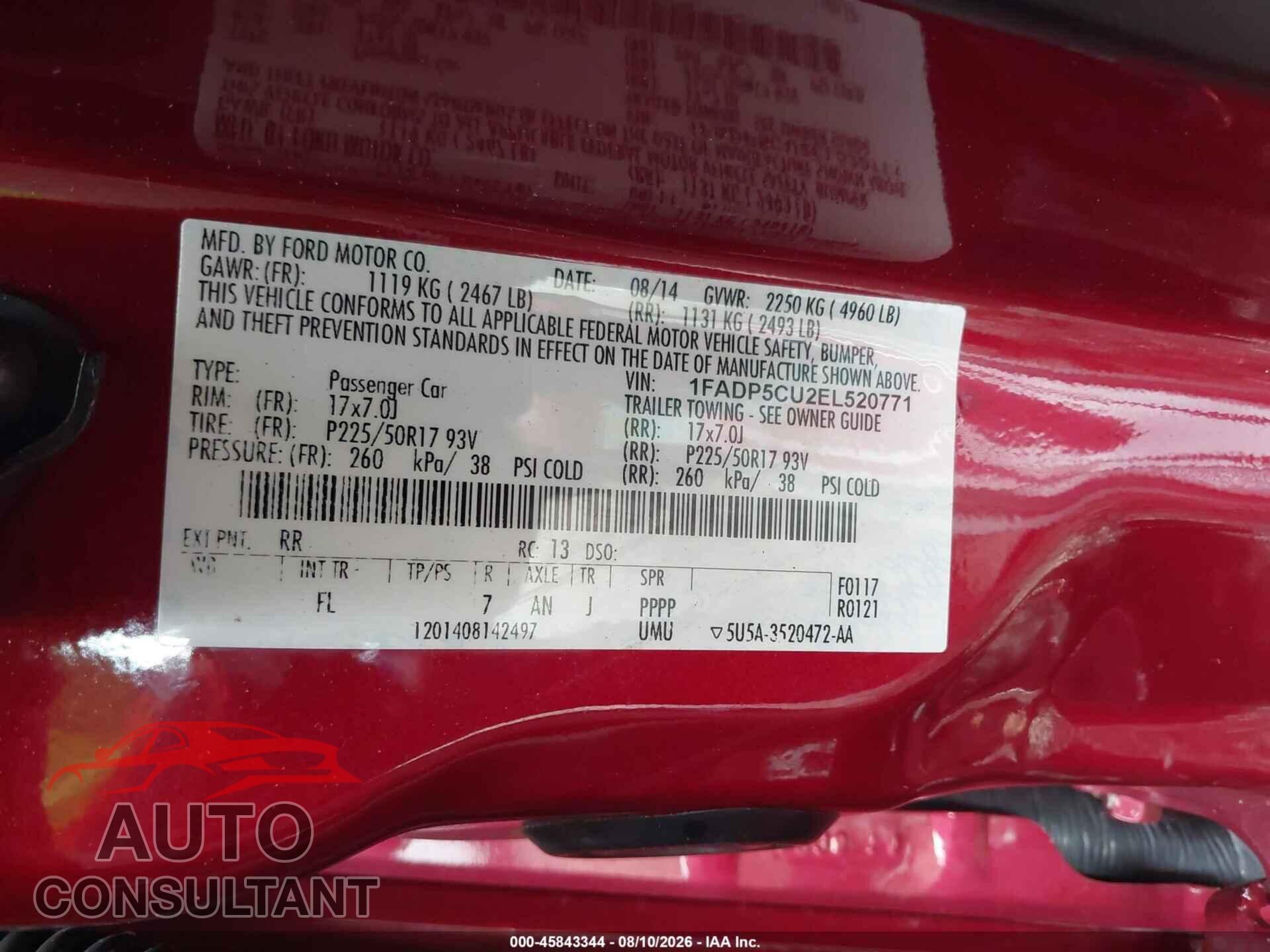 FORD C-MAX ENERGI 2014 - 1FADP5CU2EL520771