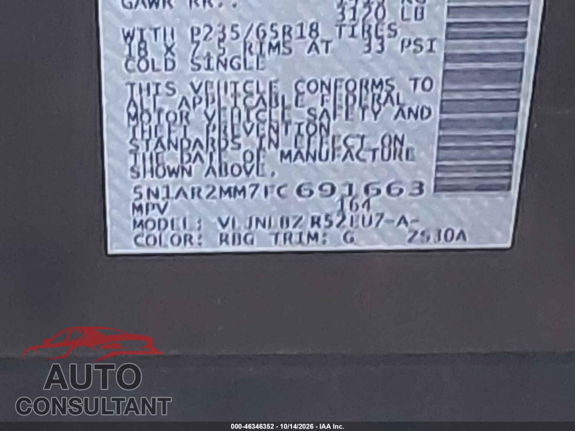 NISSAN PATHFINDER 2015 - 5N1AR2MM7FC691663