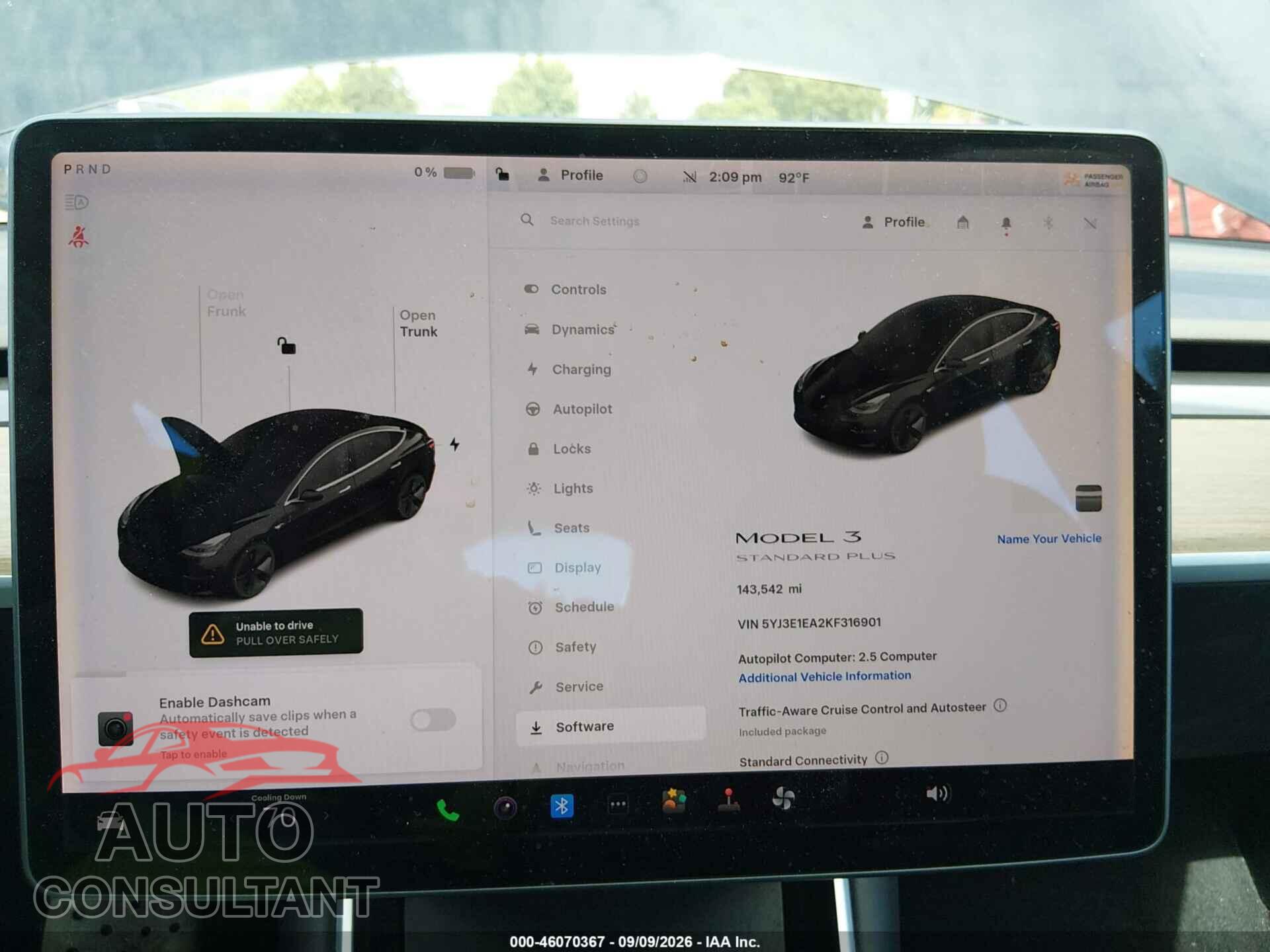 TESLA MODEL 3 2019 - 5YJ3E1EA2KF316901