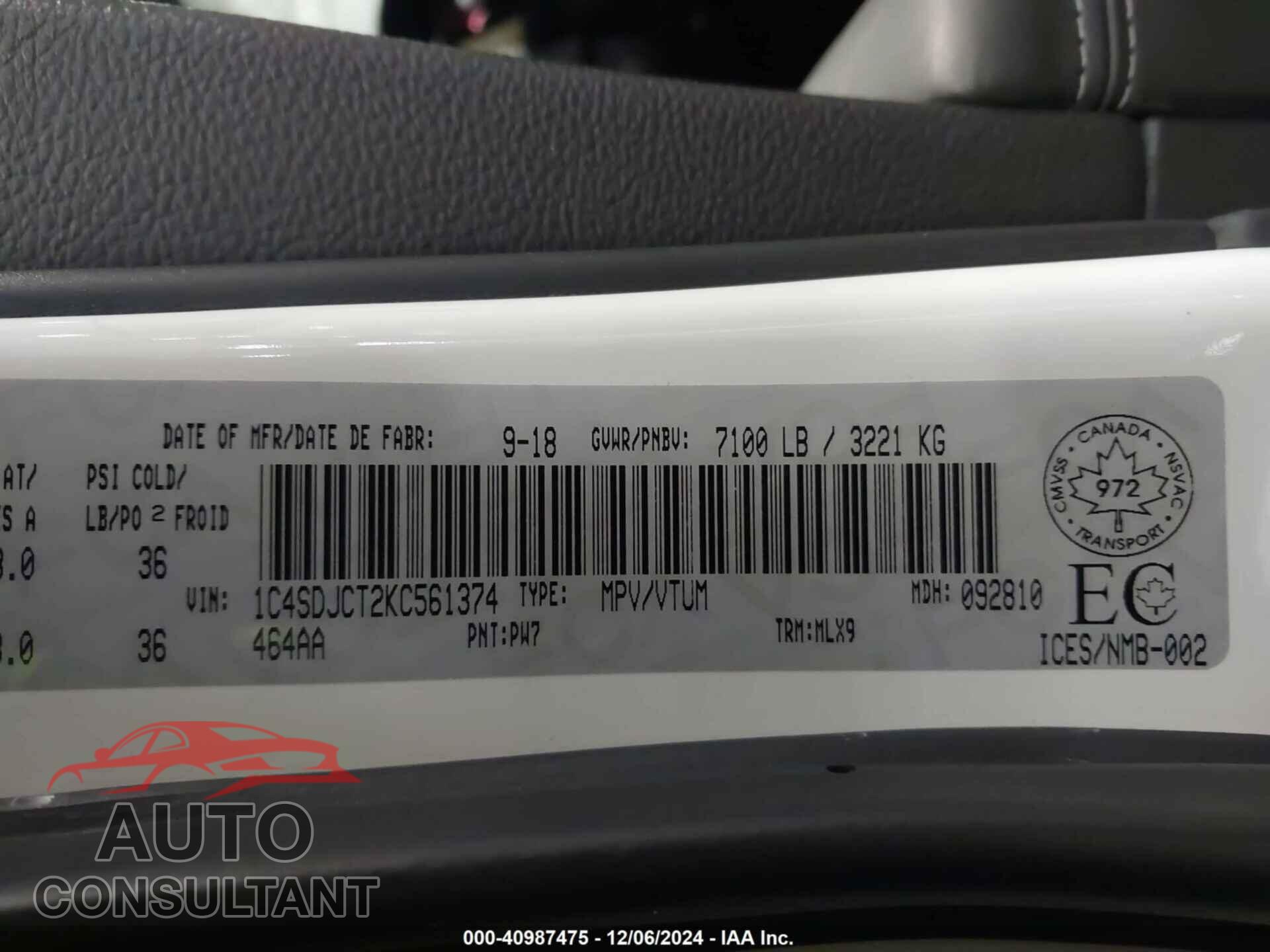 DODGE DURANGO 2019 - 1C4SDJCT2KC561374