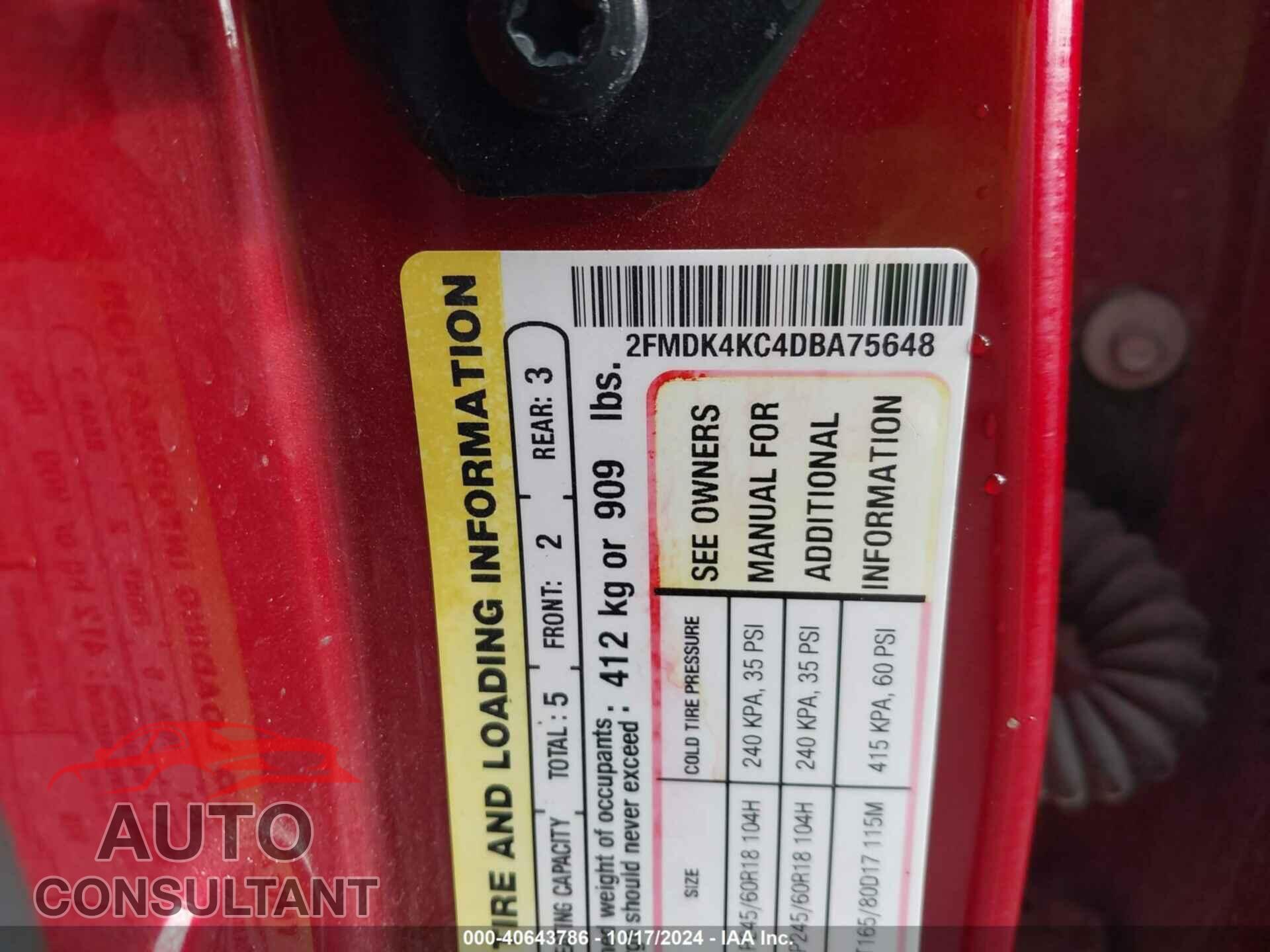 FORD EDGE 2013 - 2FMDK4KC4DBA75648