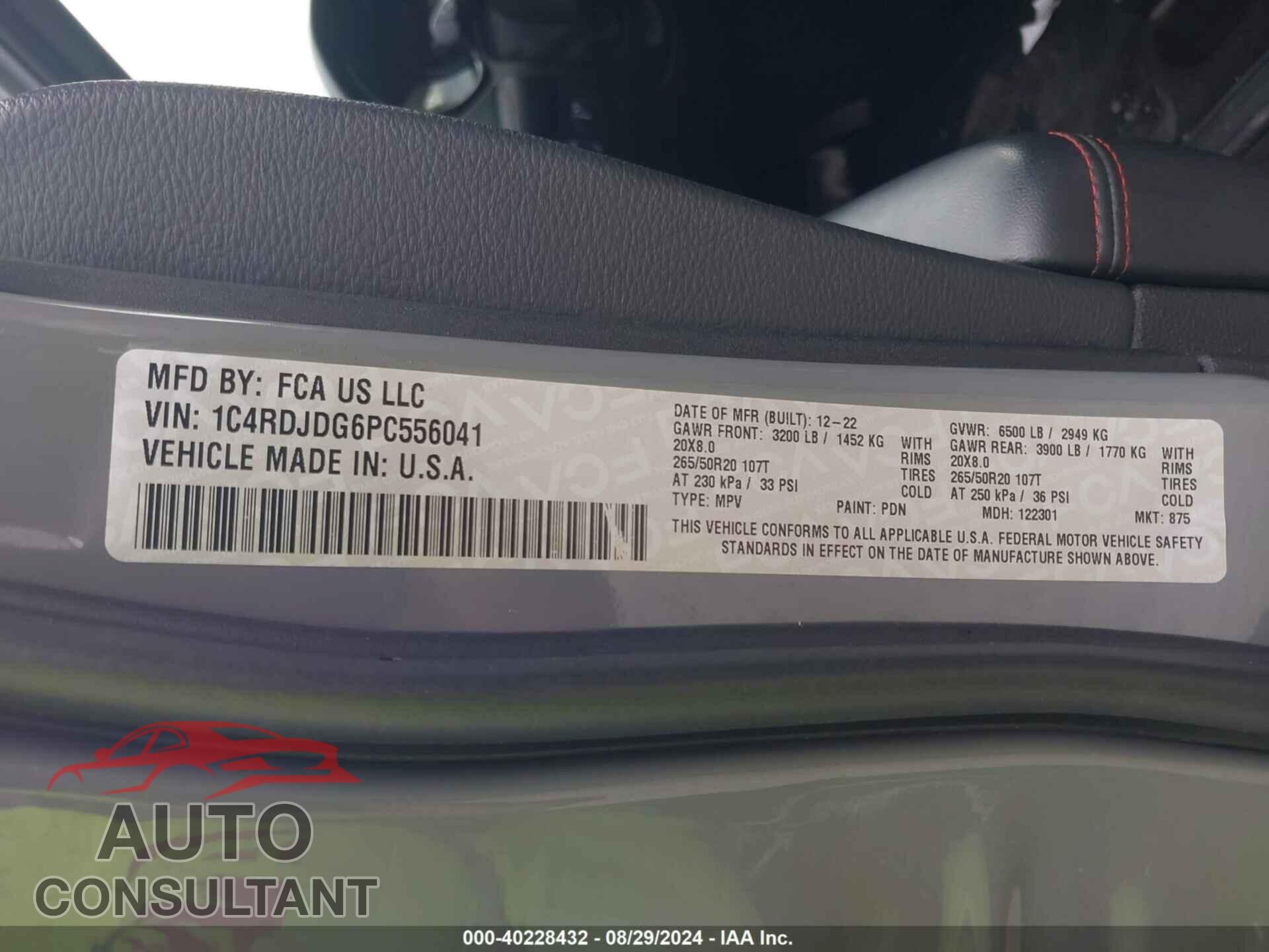 DODGE DURANGO 2023 - 1C4RDJDG6PC556041