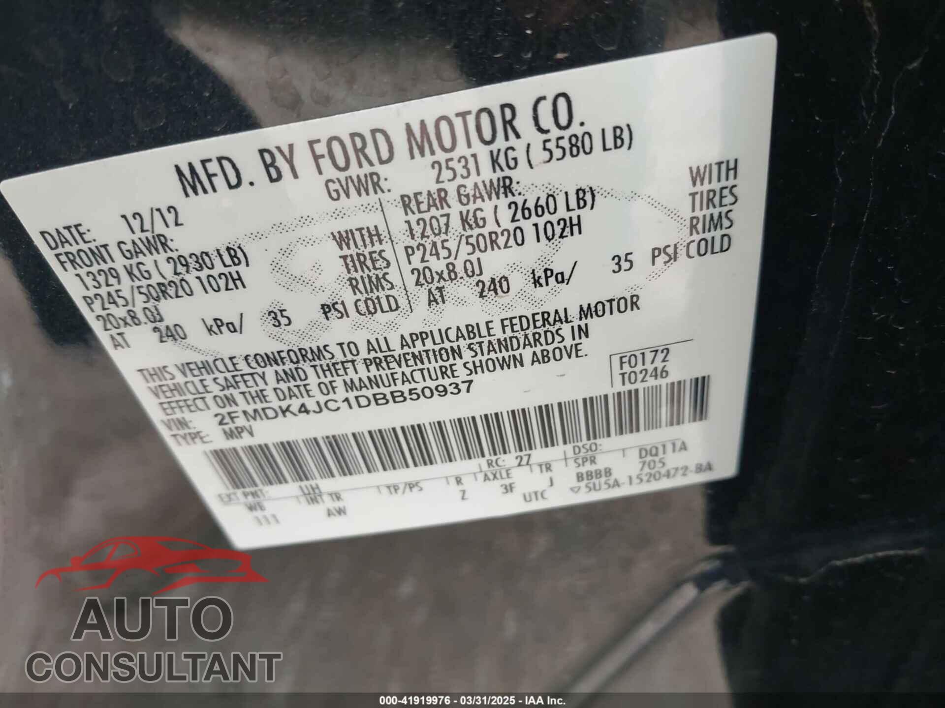 FORD EDGE 2013 - 2FMDK4JC1DBB50937