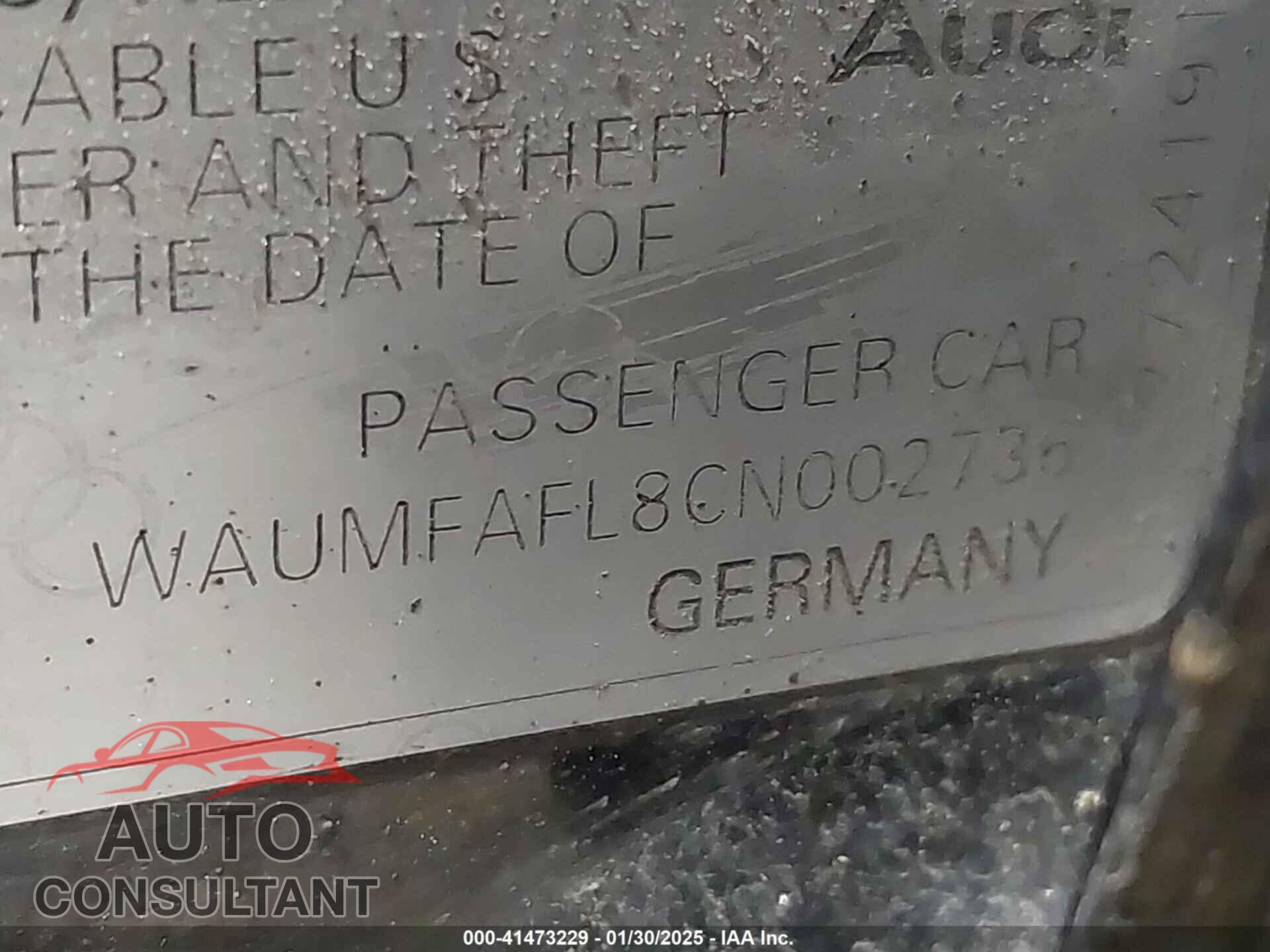 AUDI A4 2012 - WAUMFAFL8CN002736