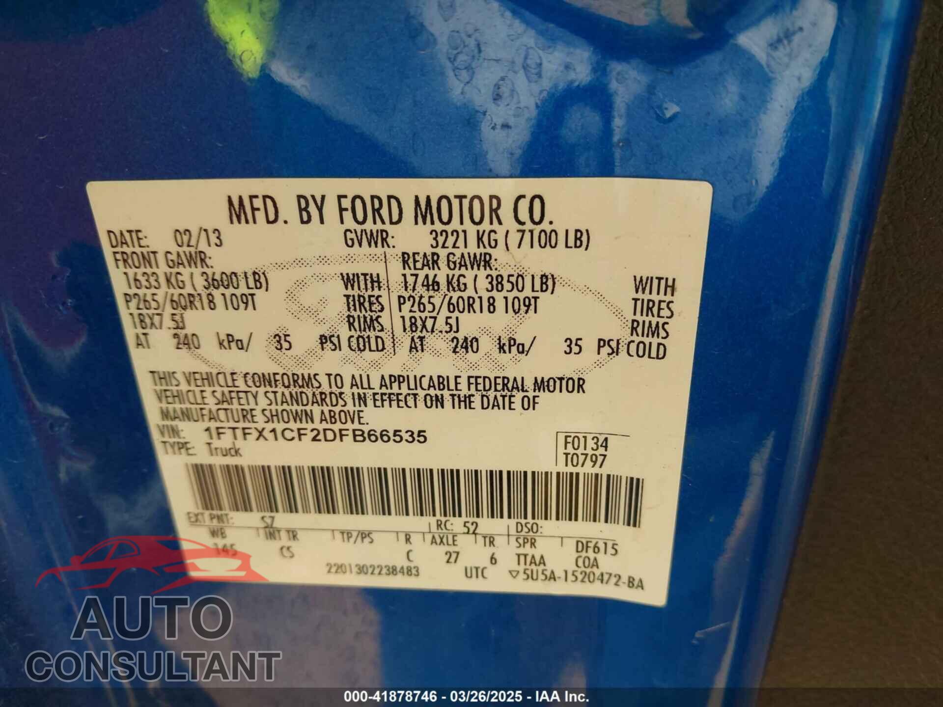 FORD F-150 2013 - 1FTFX1CF2DFB66535