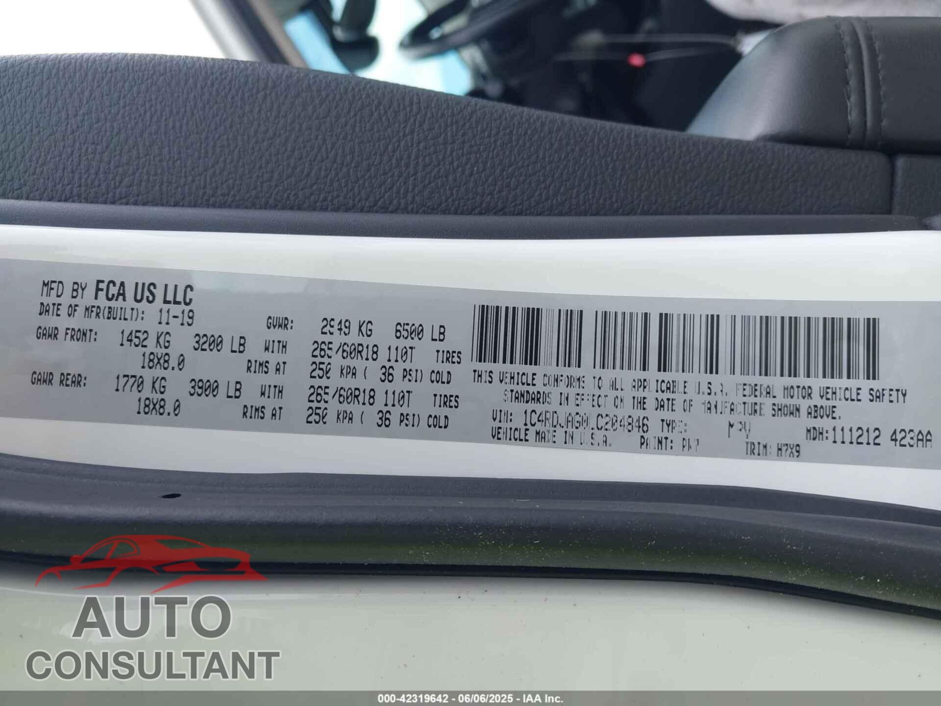 DODGE DURANGO 2020 - 1C4RDJAG0LC204846