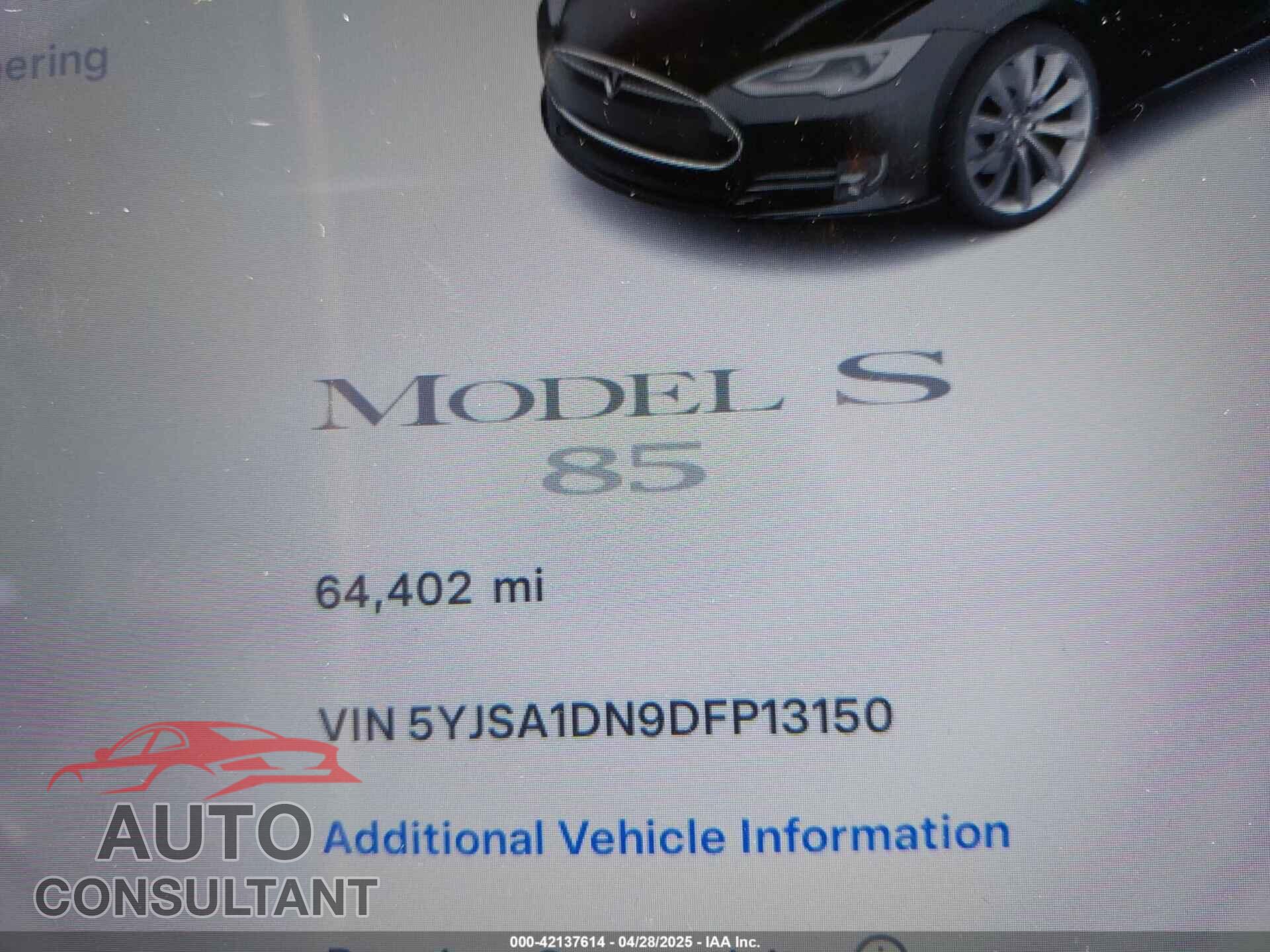 TESLA MODEL S 2013 - 5YJSA1DN9DFP13150