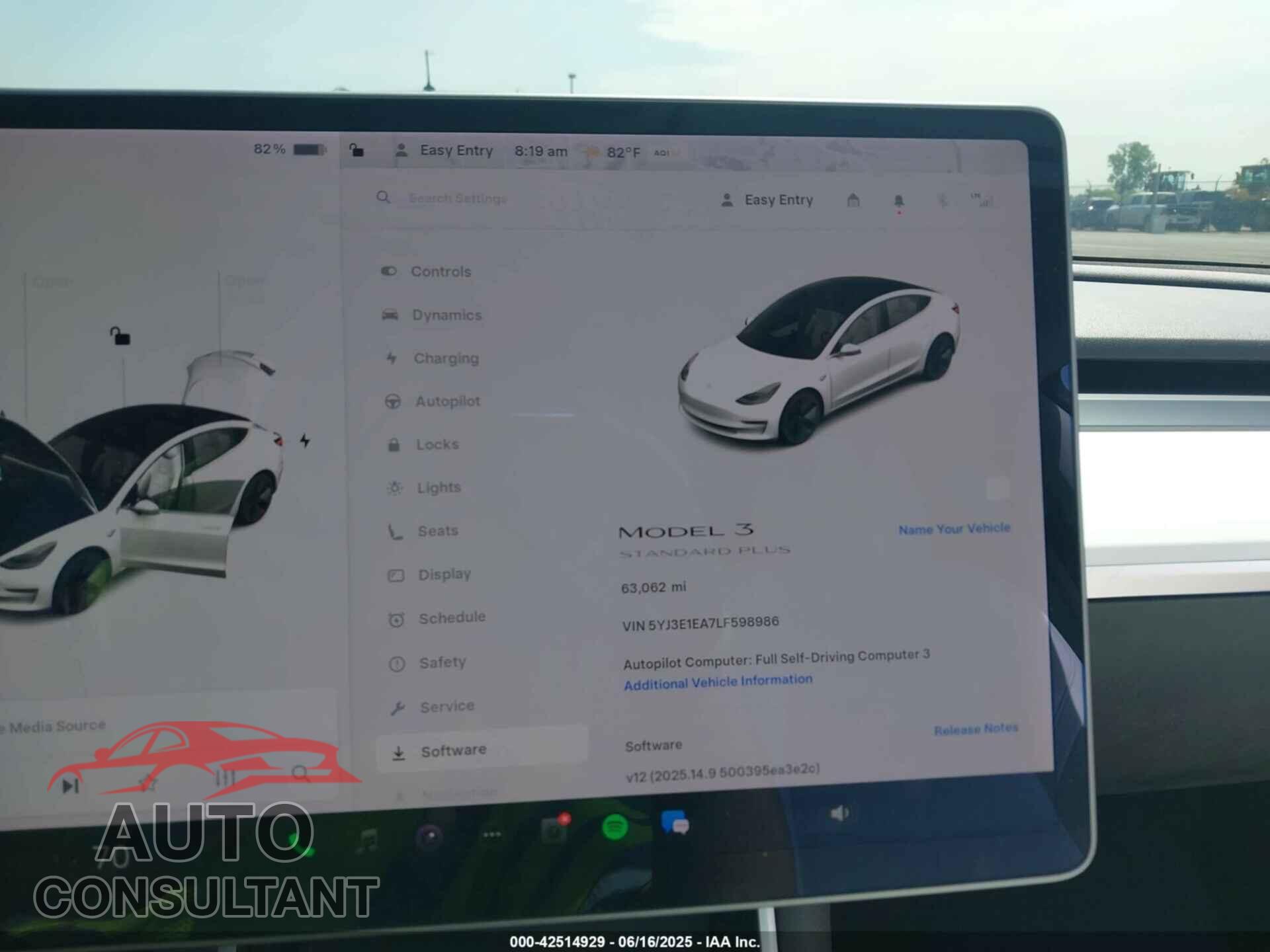 TESLA MODEL 3 2020 - 5YJ3E1EA7LF598986
