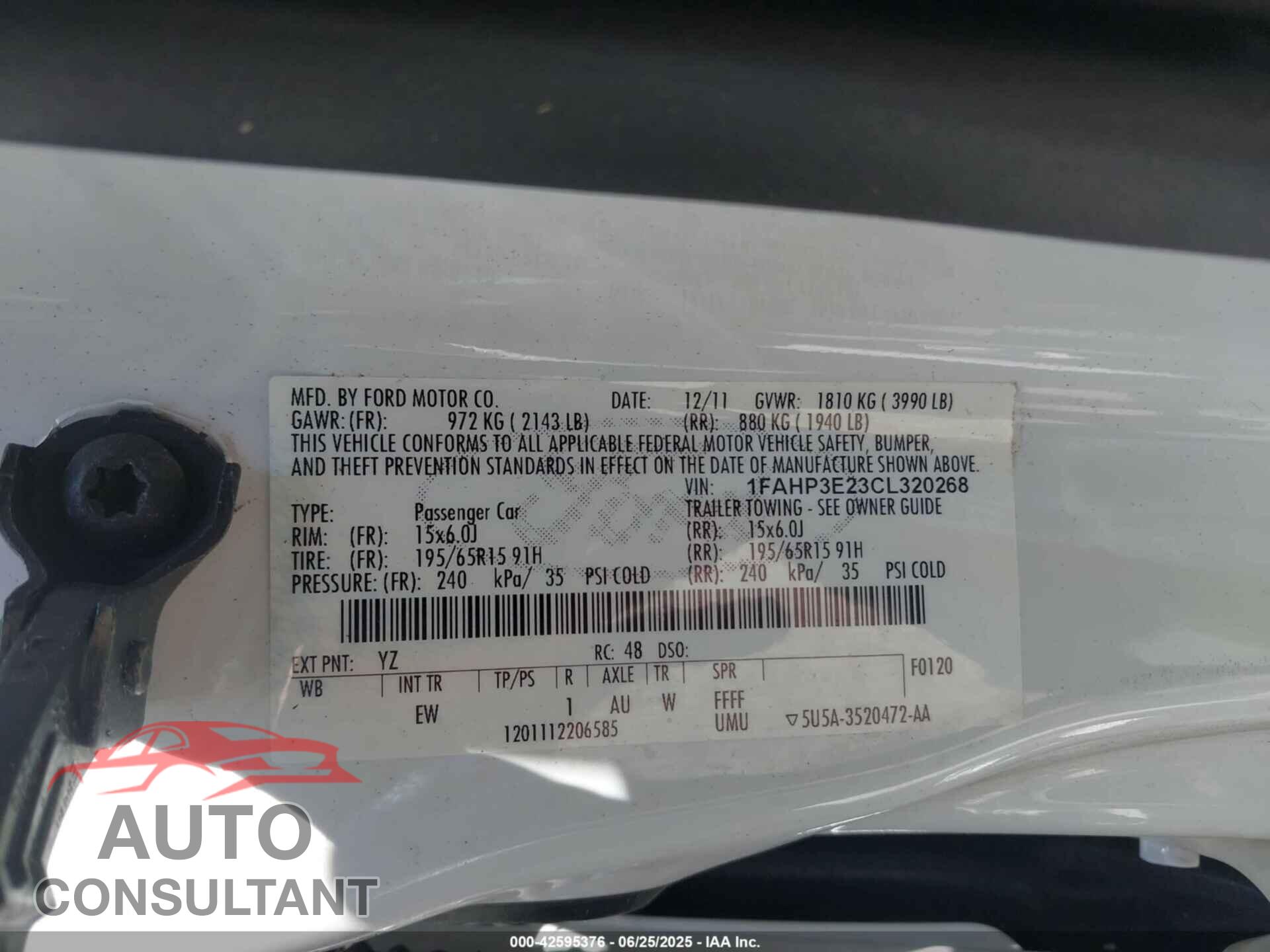 FORD FOCUS 2012 - 1FAHP3E23CL320268