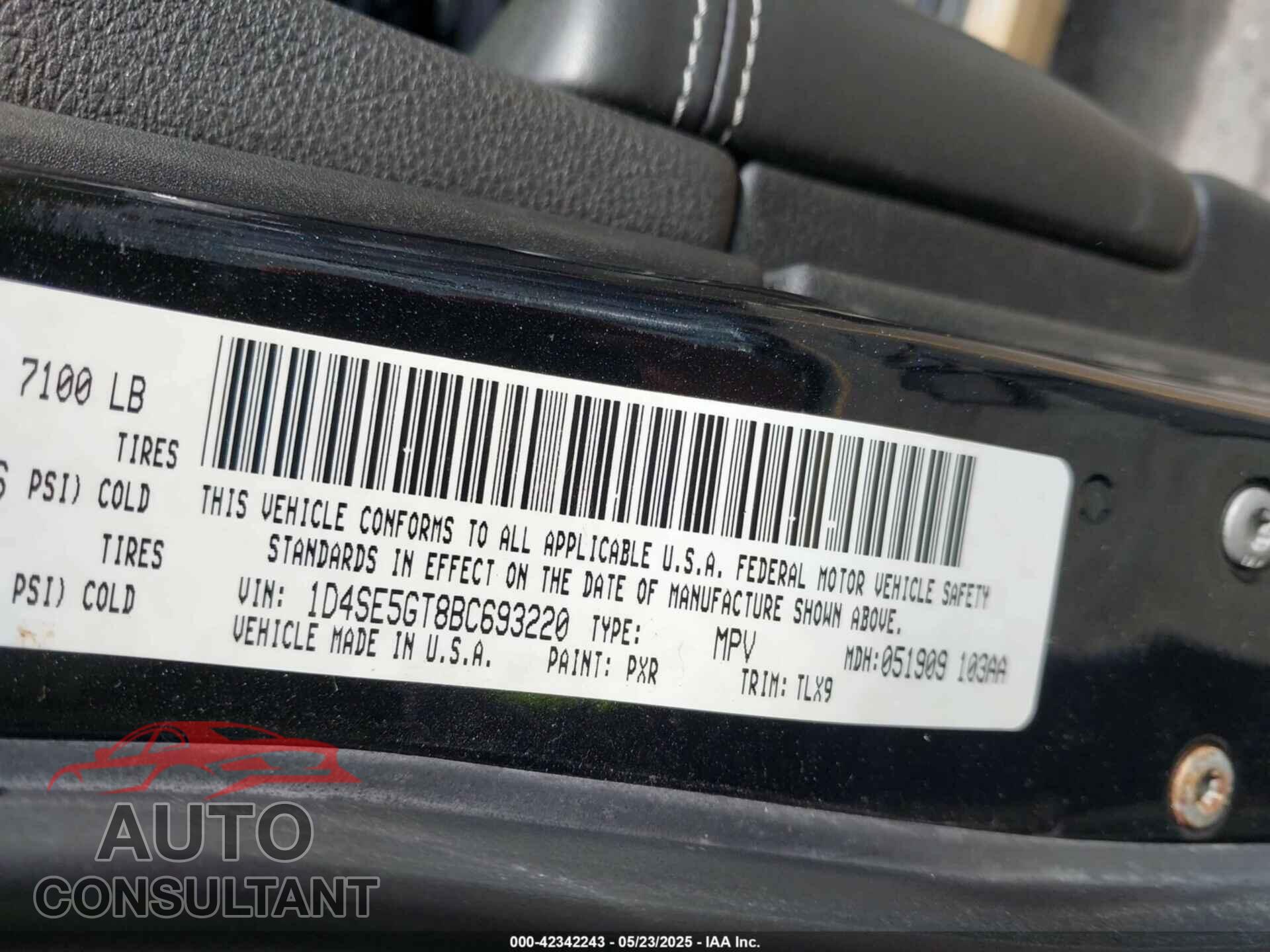 DODGE DURANGO 2011 - 1D4SE5GT8BC693220