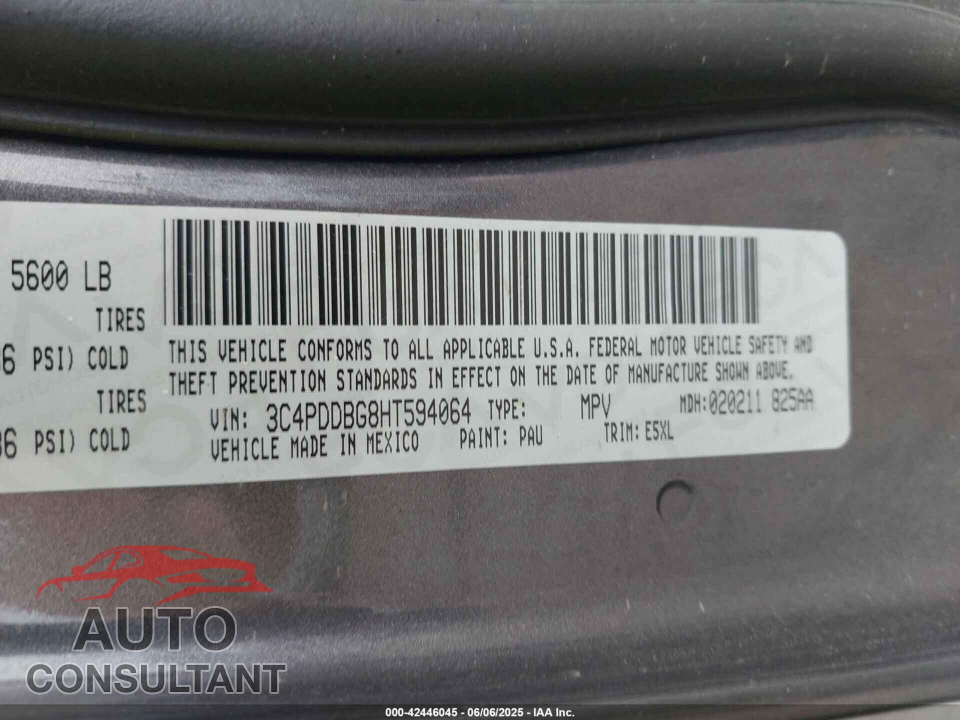 DODGE JOURNEY 2017 - 3C4PDDBG8HT594064