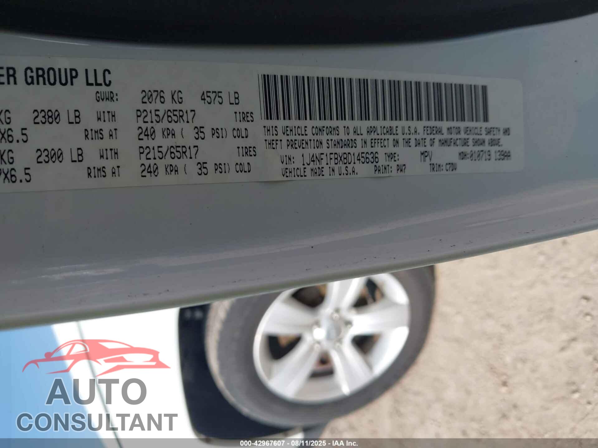 JEEP COMPASS 2011 - 1J4NF1FBXBD145636